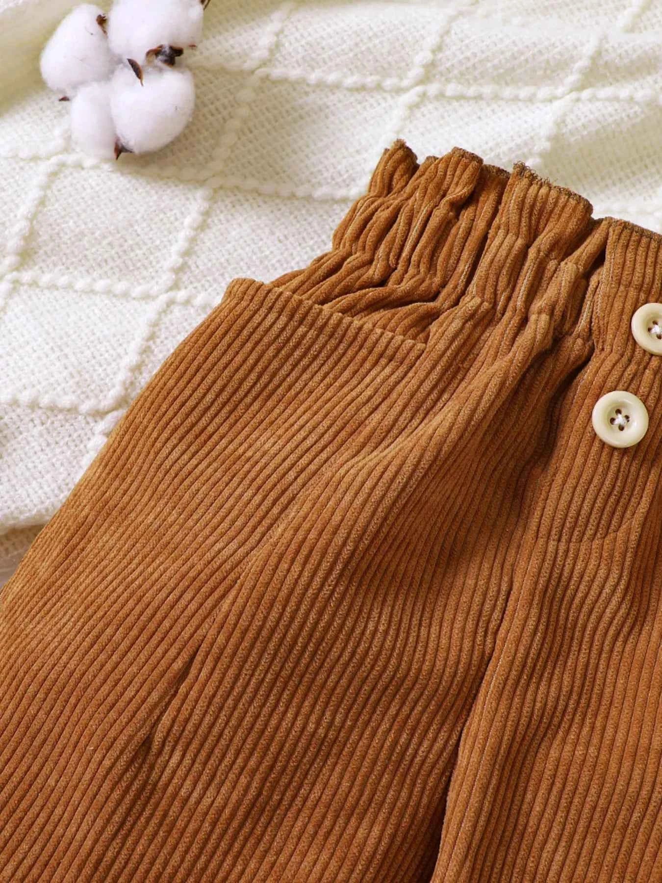 Children's Ruffled Hem Corduroy Pants