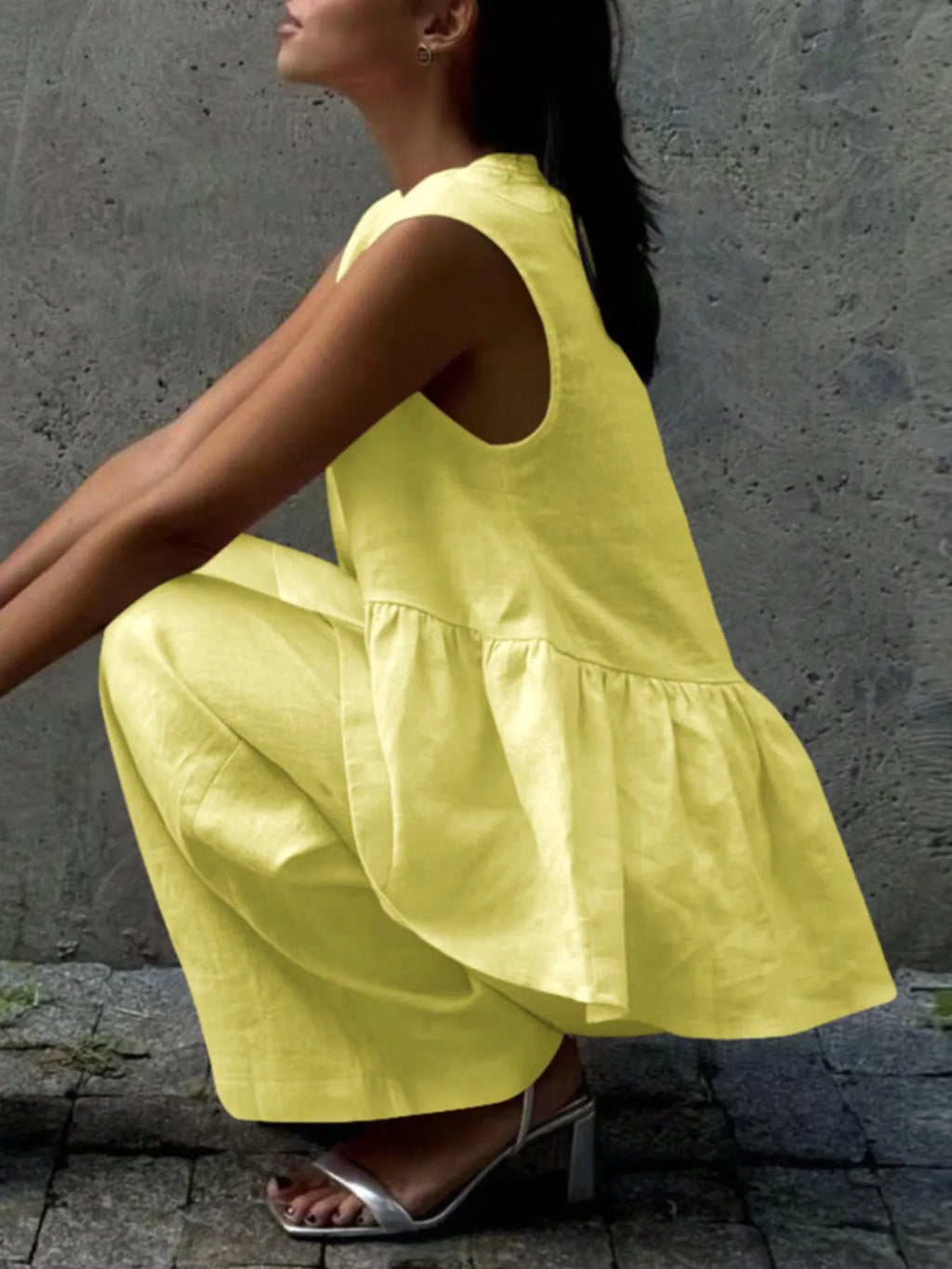 Button Down Peplum Vest and Pants Set.