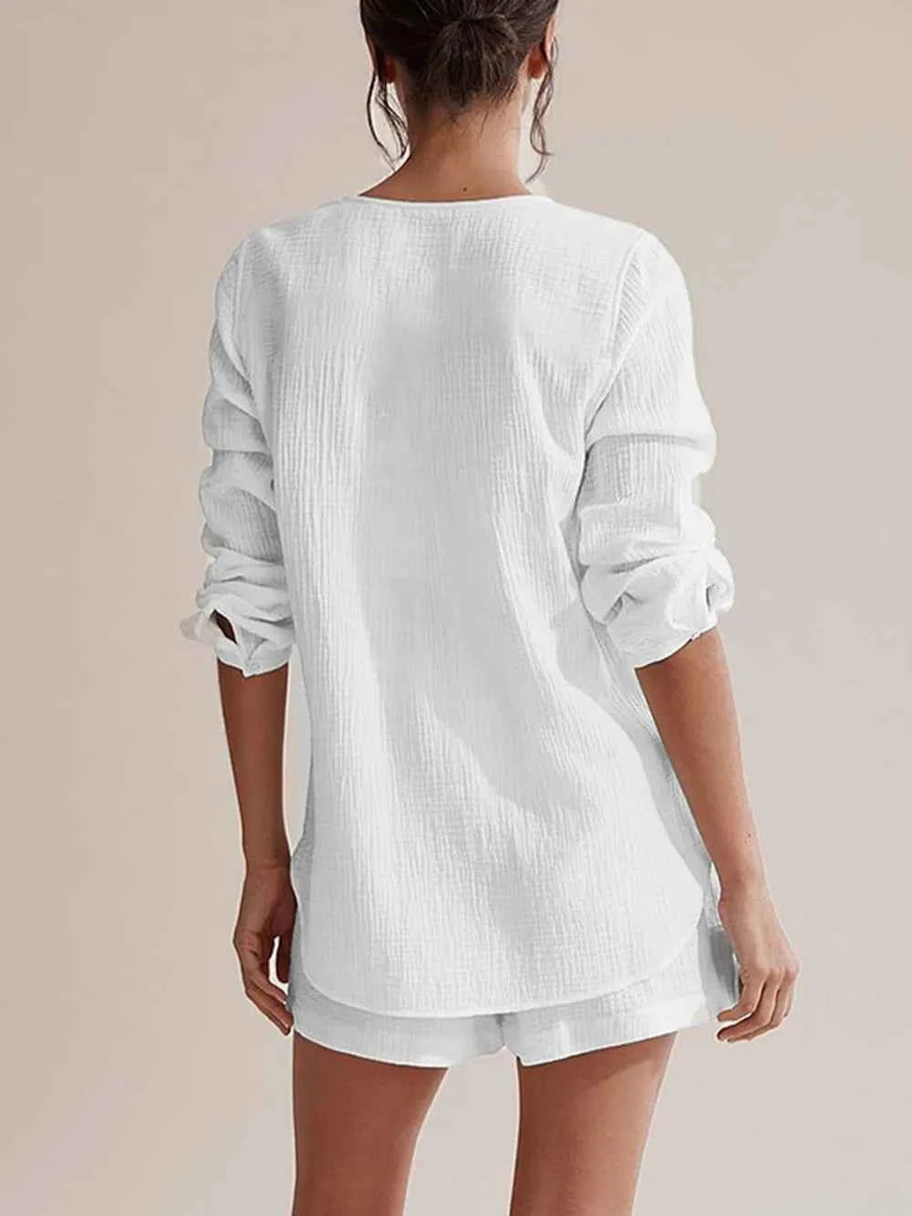 Long Sleeve women Top and Shorts Set