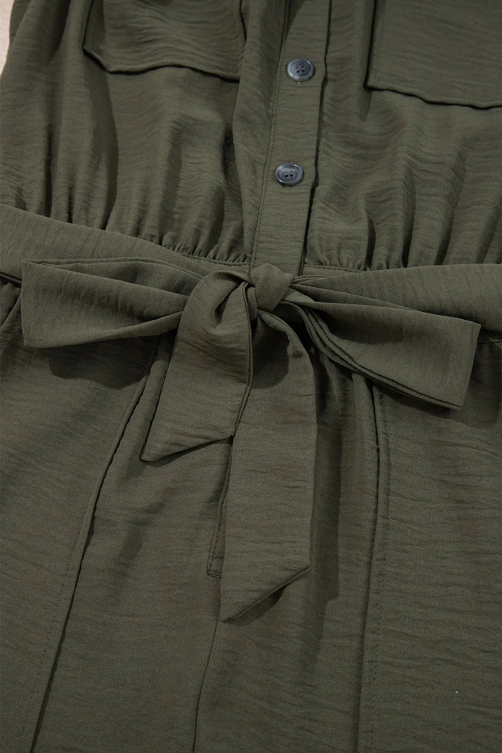 Half Button Belted Utility Short Sleeve Jumpsuit - CHIC TB