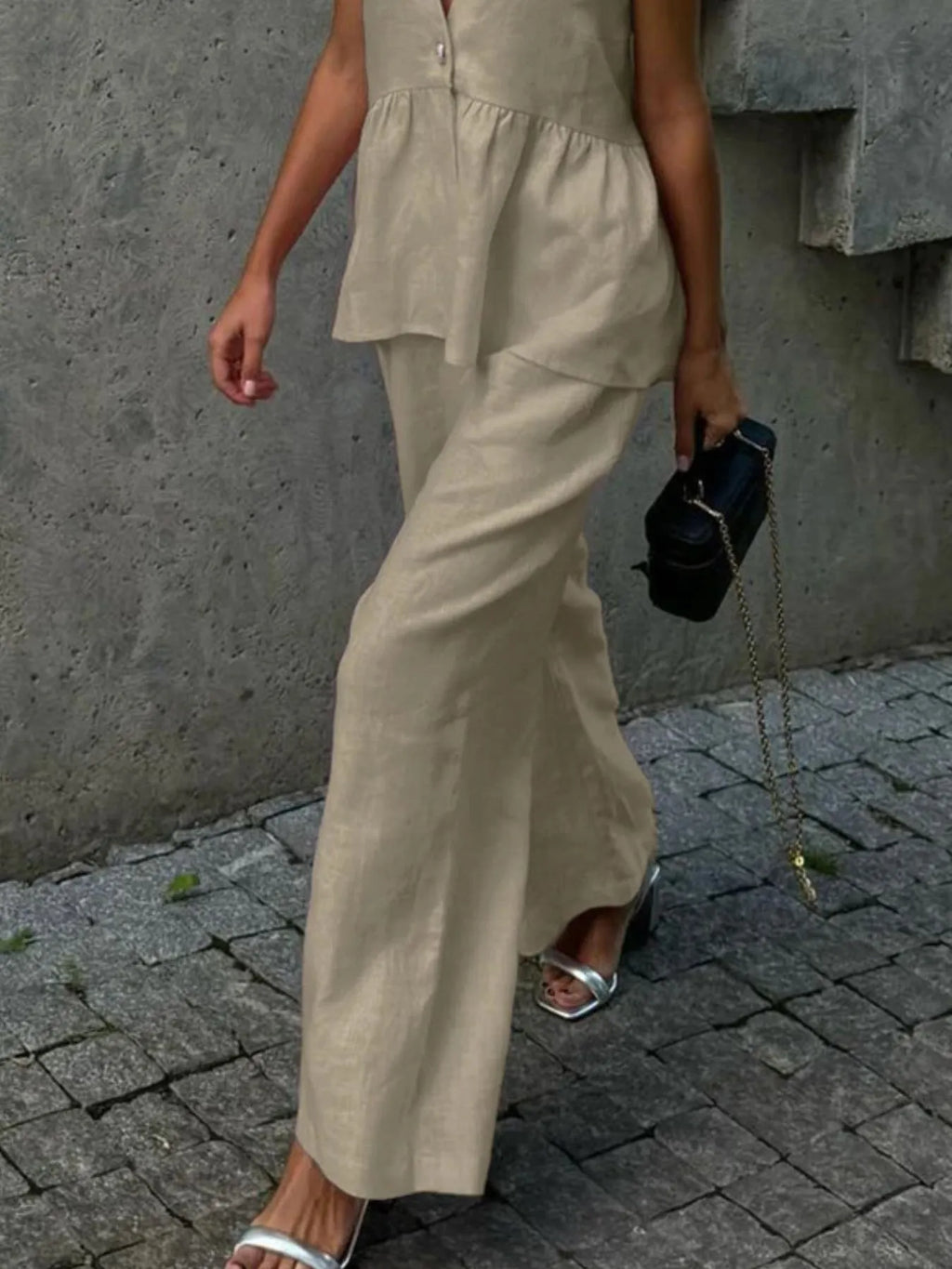 V-Neck Vest and Pants Set.