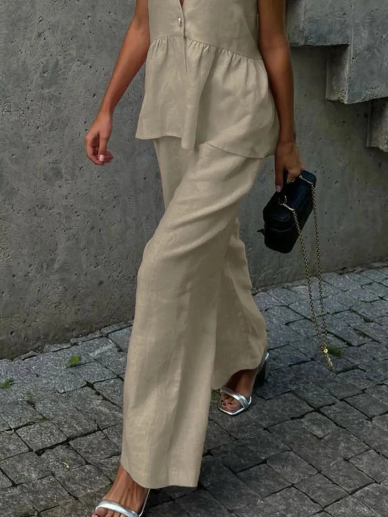 V-Neck Vest and Pants Set.