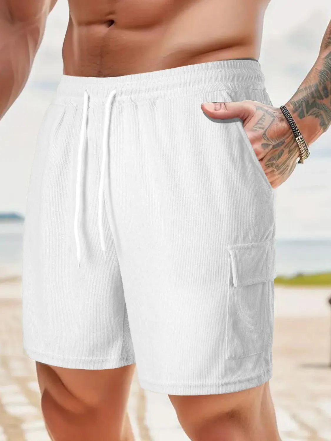 Men's Drawstring Shorts with Pockets.