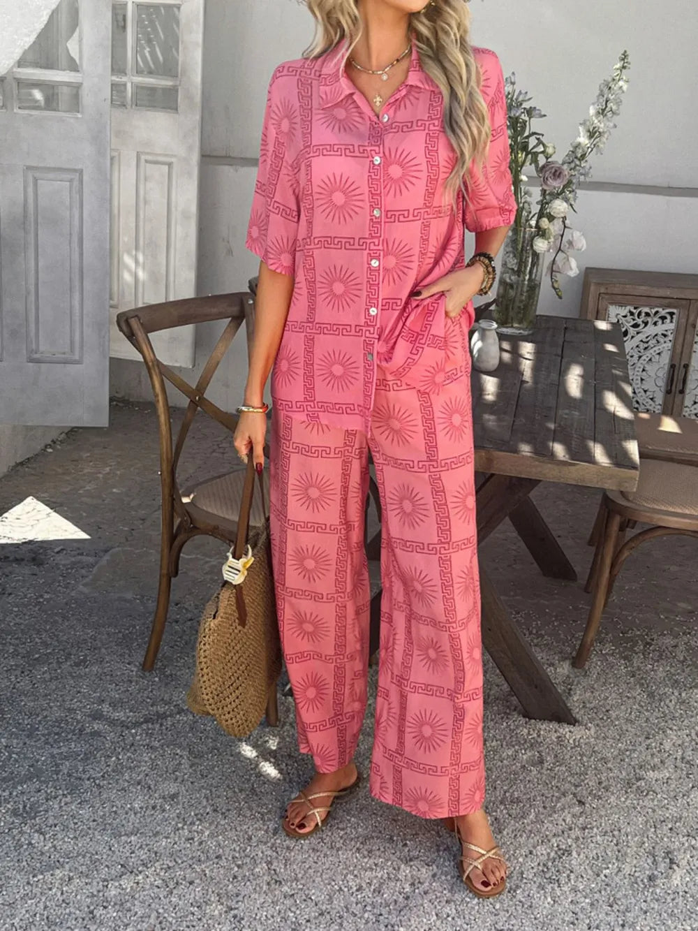 Button Down Shirt and Pants Set - CHIC TB