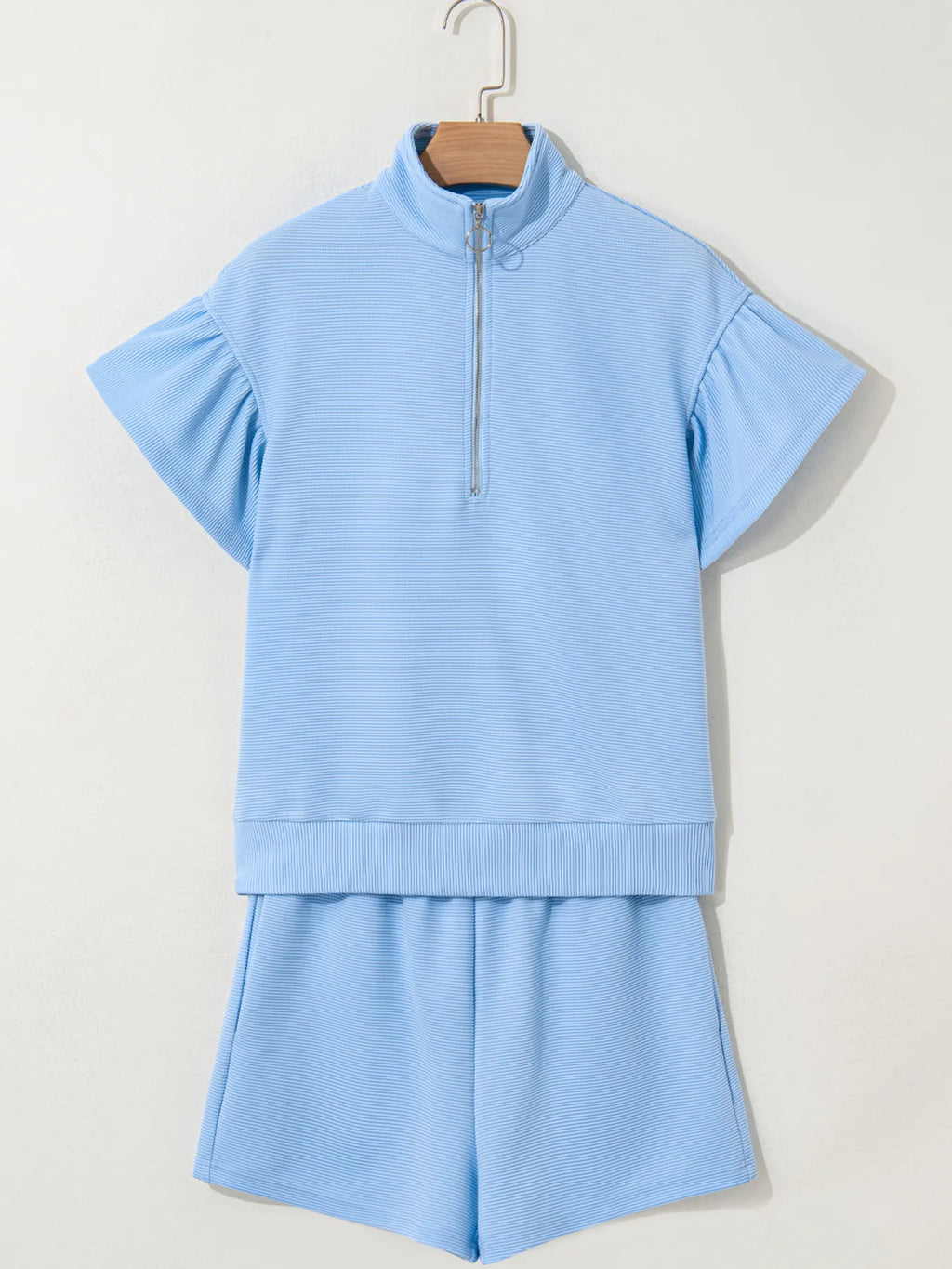 Half Zip Short Sleeve Polo and Shorts Set.