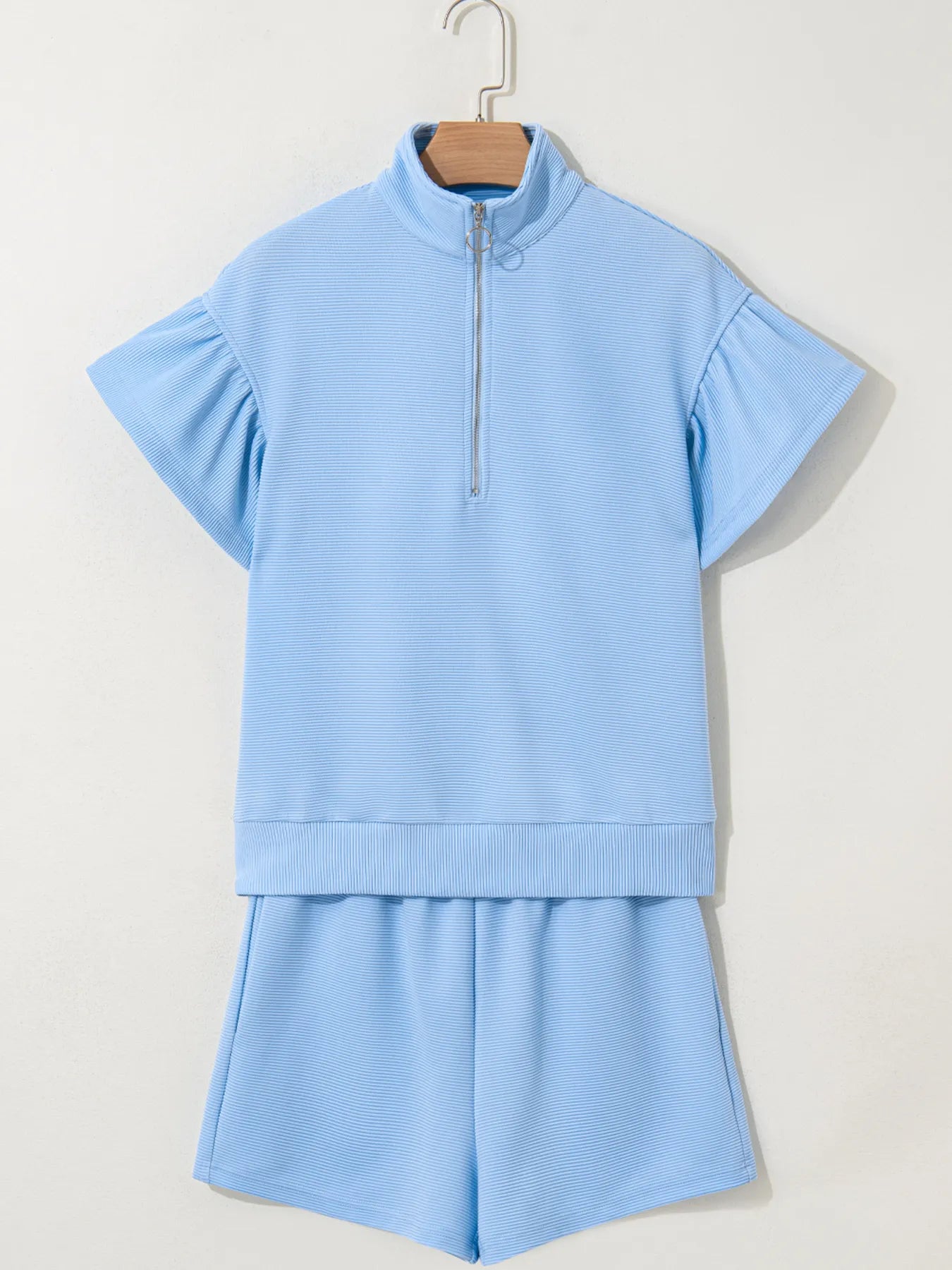 Half Zip Short Sleeve Polo and Shorts Set.