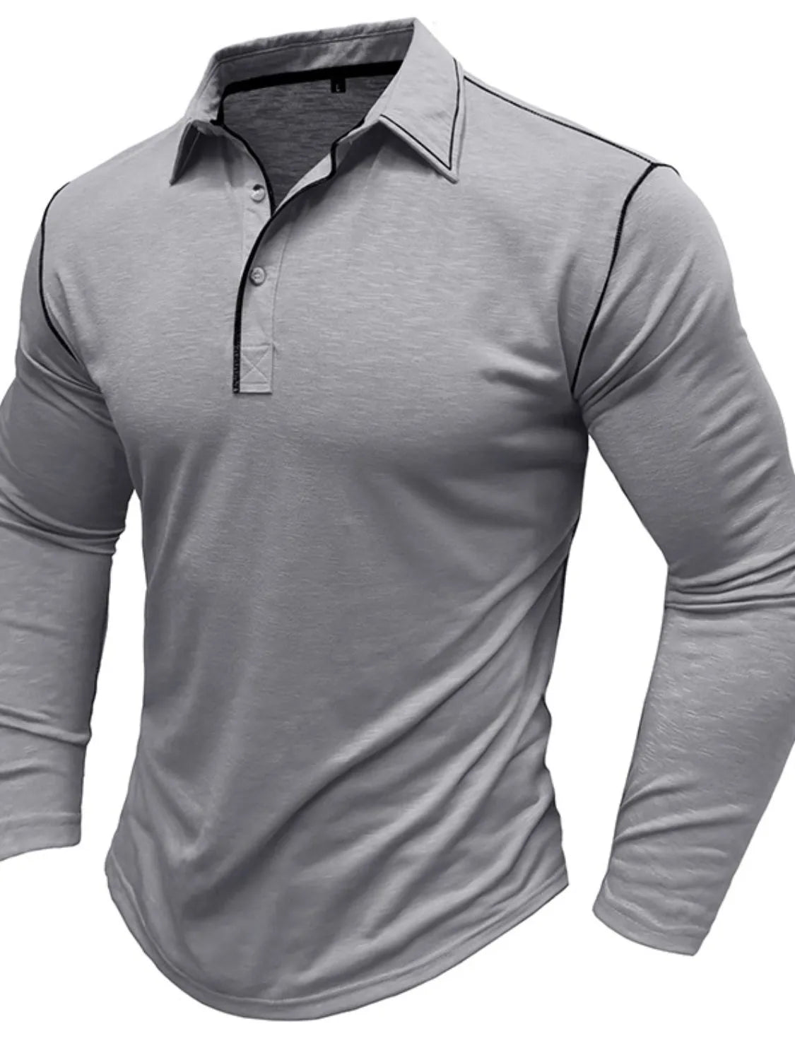 Men's Button Detail Long Sleeve Polo.