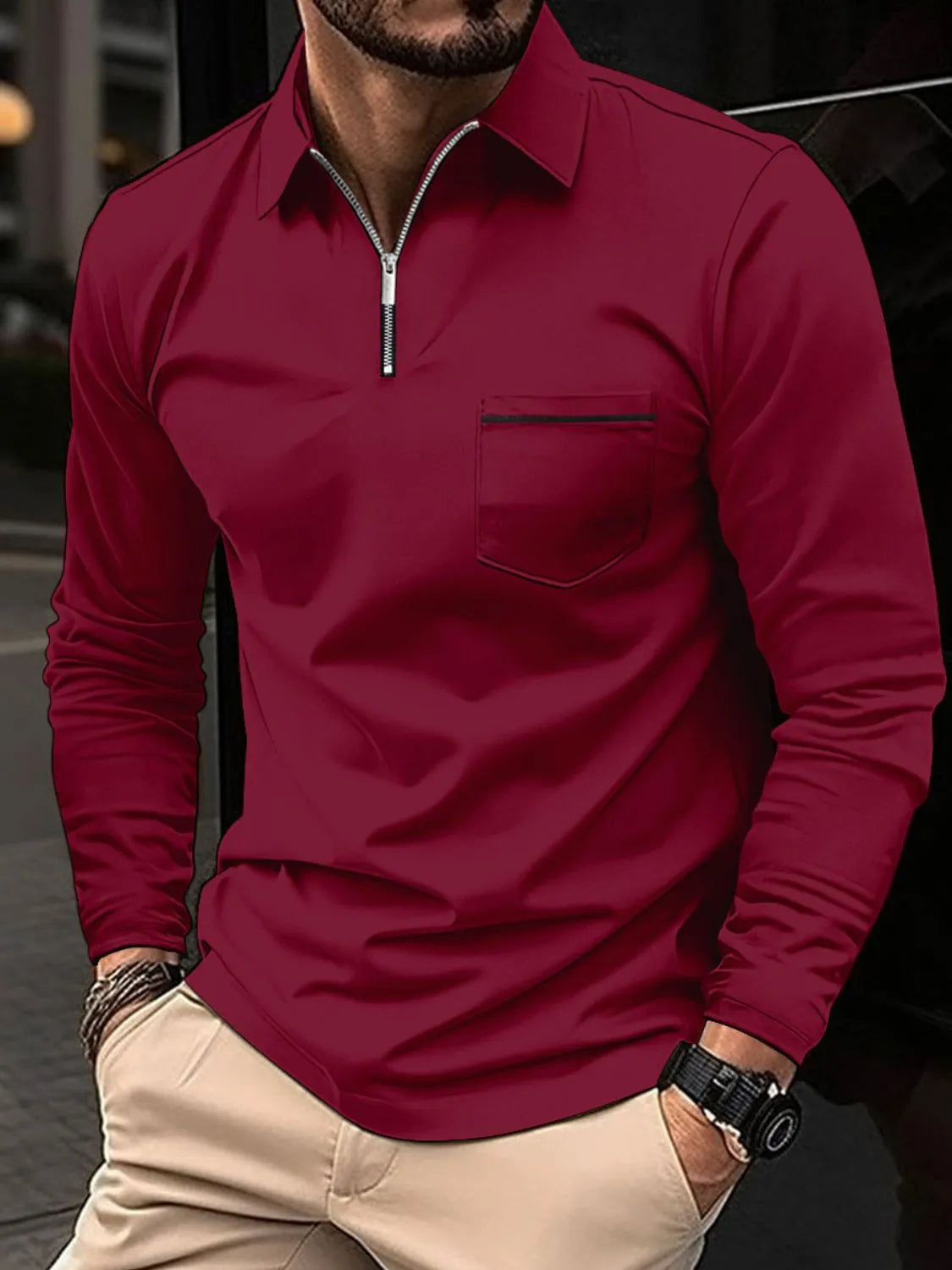 Miami Men's Long Sleeve Polo Plus Size.