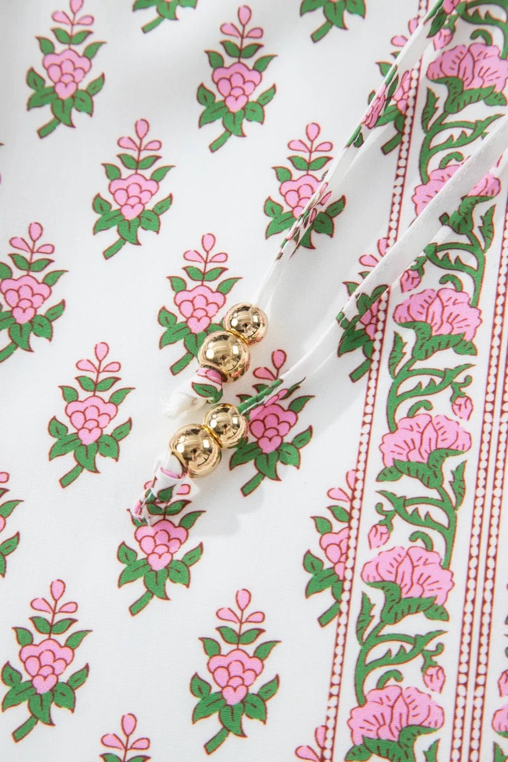 Puff Sleeve Tie Neck Ruffled Hem Dress.