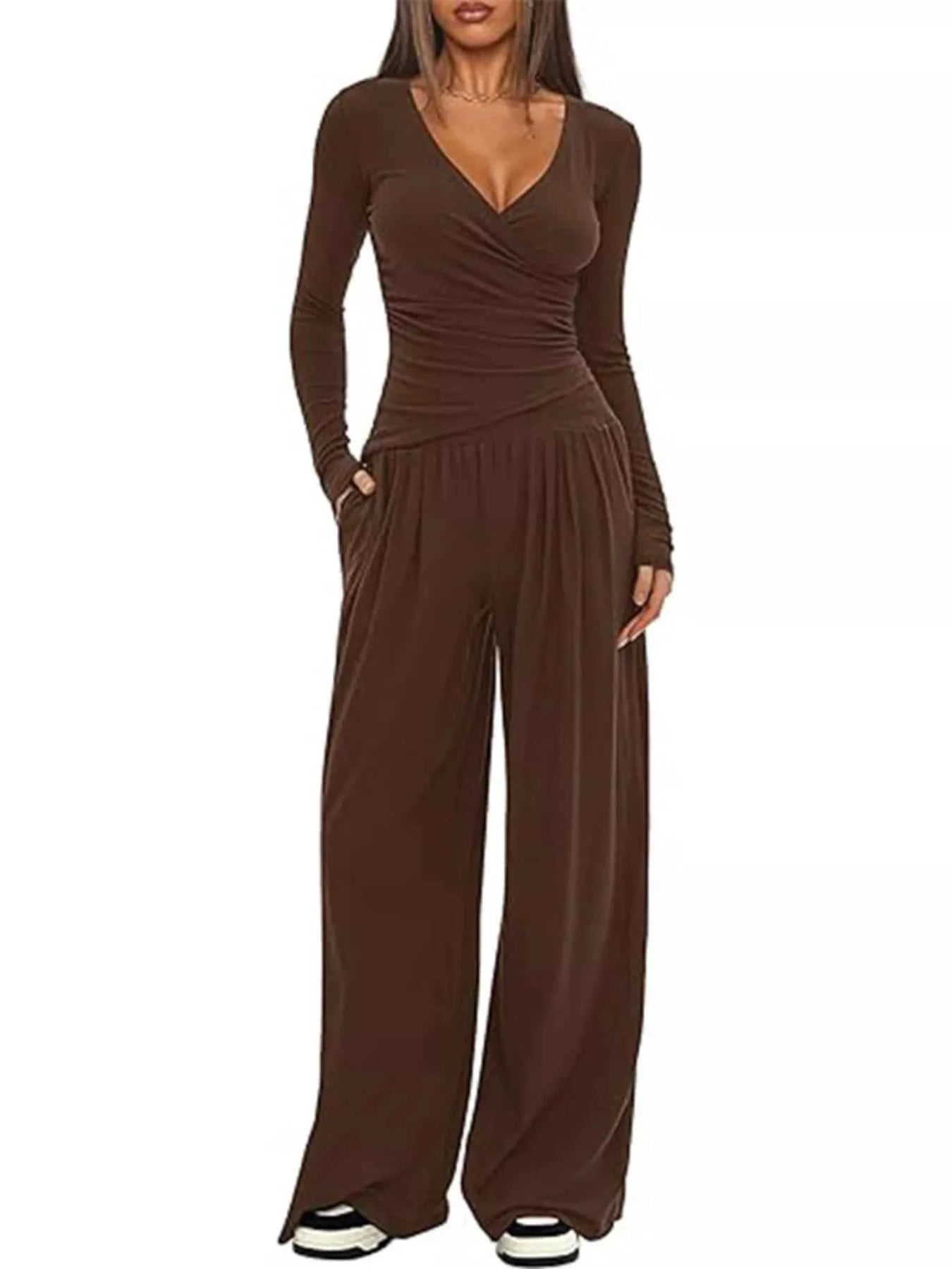 Casual Long Sleeve Top and Pants Two-Piece Set