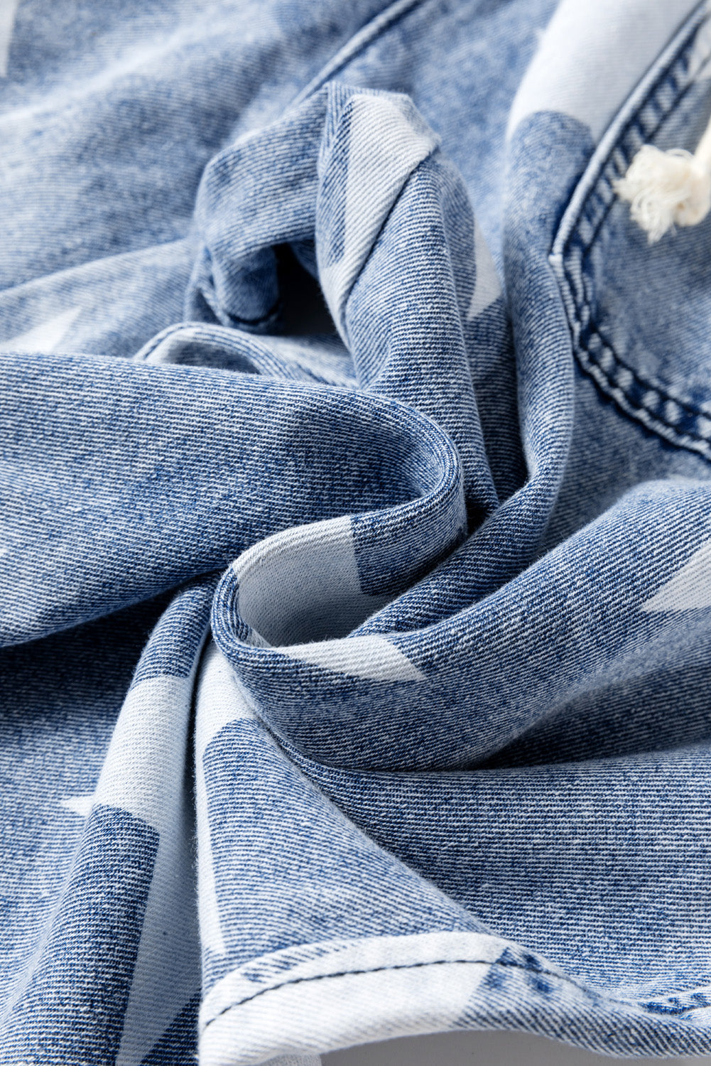 Light Blue Star Print Light Wash Drawstring Elastic Waistband Wide Leg Jeans Dear-Lover Dropshipping