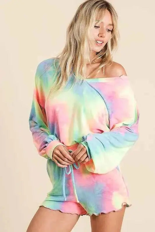 Tie Dye French Terry Top and Shorts Set.
