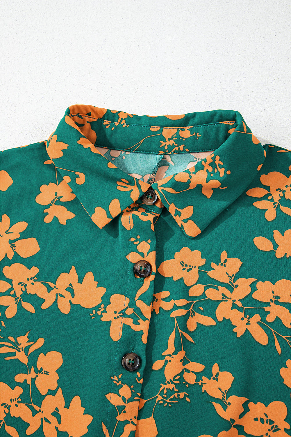 Green Floral Print Drawstring Tunic Flowy Short Dress Dear-Lover Dropshipping