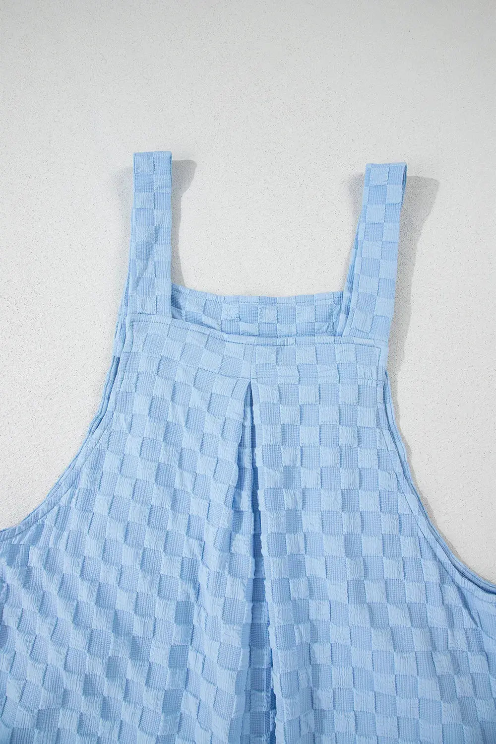 Checkered Pocketed Wide Leg Overalls.