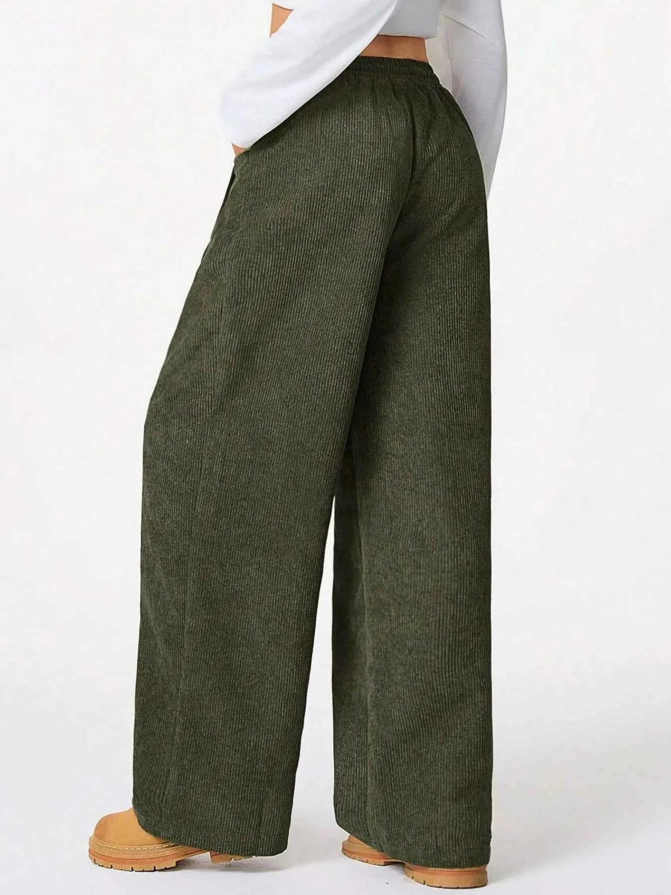 Drawstring Wide Leg Pants.