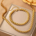 Retro Stainless Steel Bracelet And Necklace Set