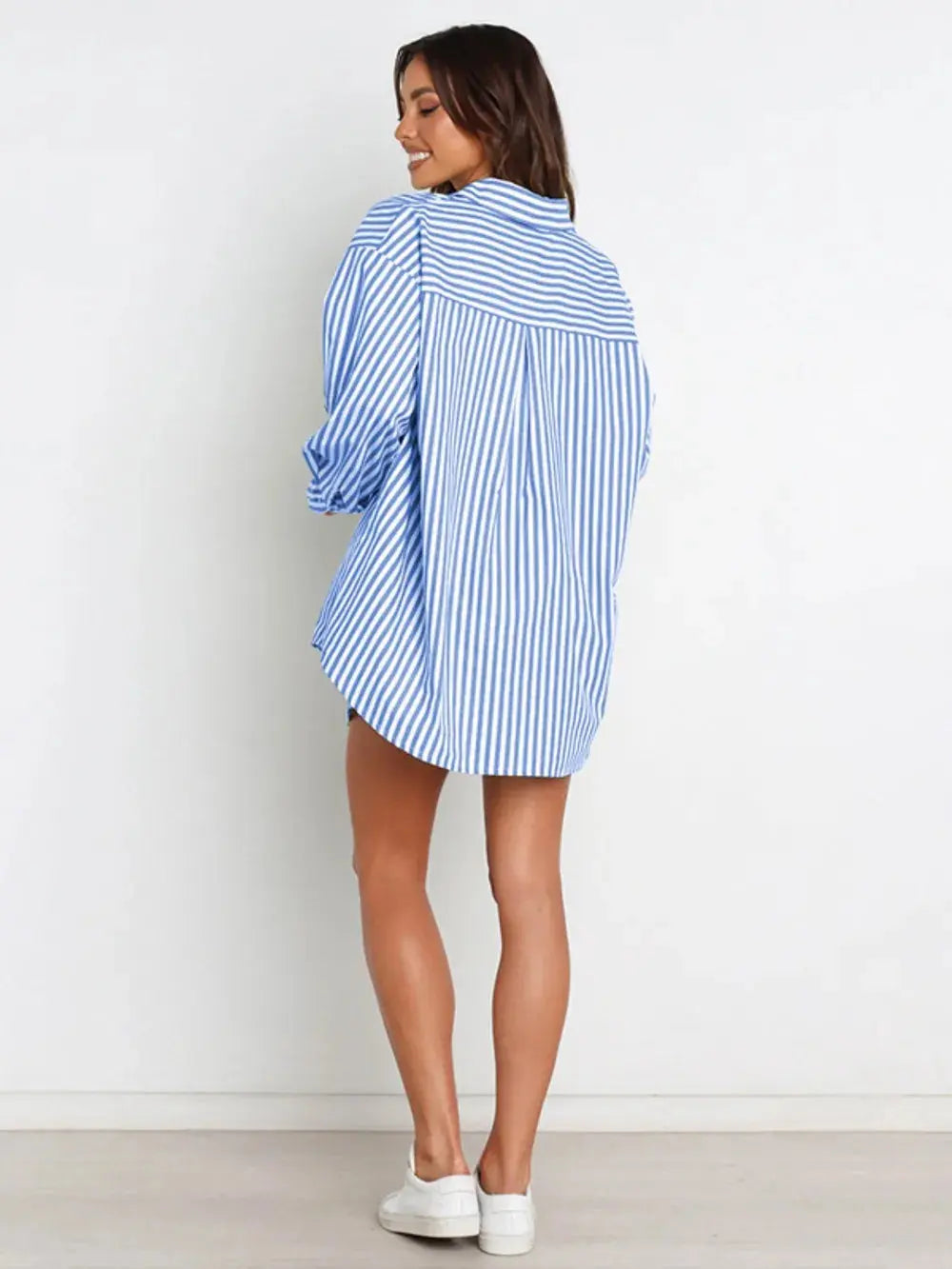 Striped Dropped Shoulder Shirt and Shorts Set.