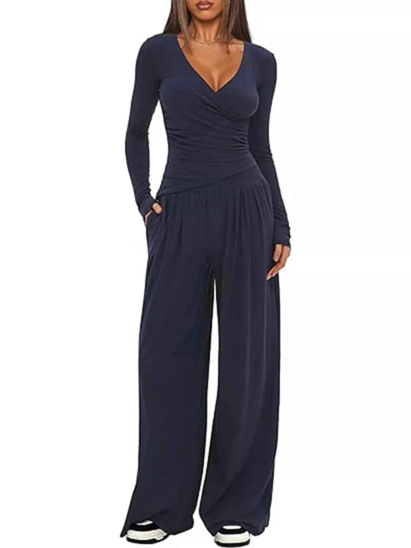 Casual Long Sleeve Top and Pants Two-Piece Set