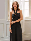 Halter Neck Wide Leg Jumpsuit.