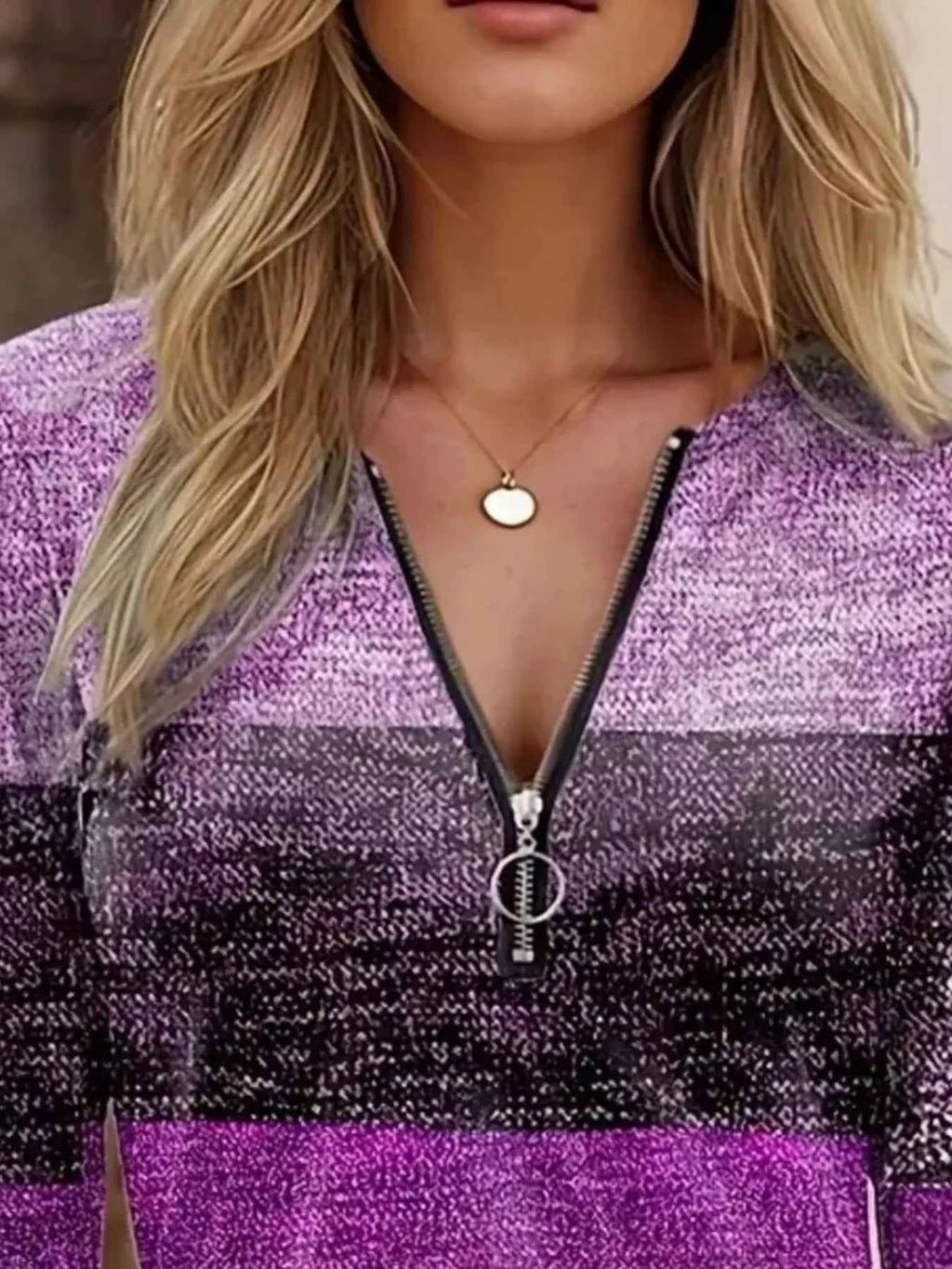 Quarter Zip Color Block Top