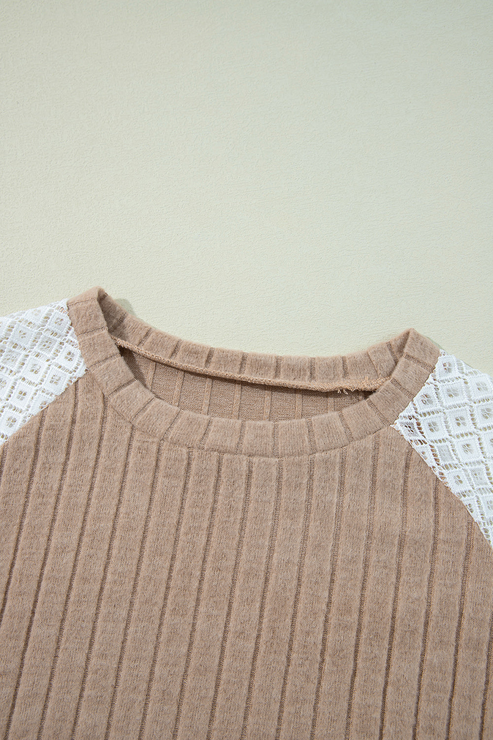 Parchment Floral Patchwork Long Sleeve Ribbed Blouse Dear-Lover Dropshipping