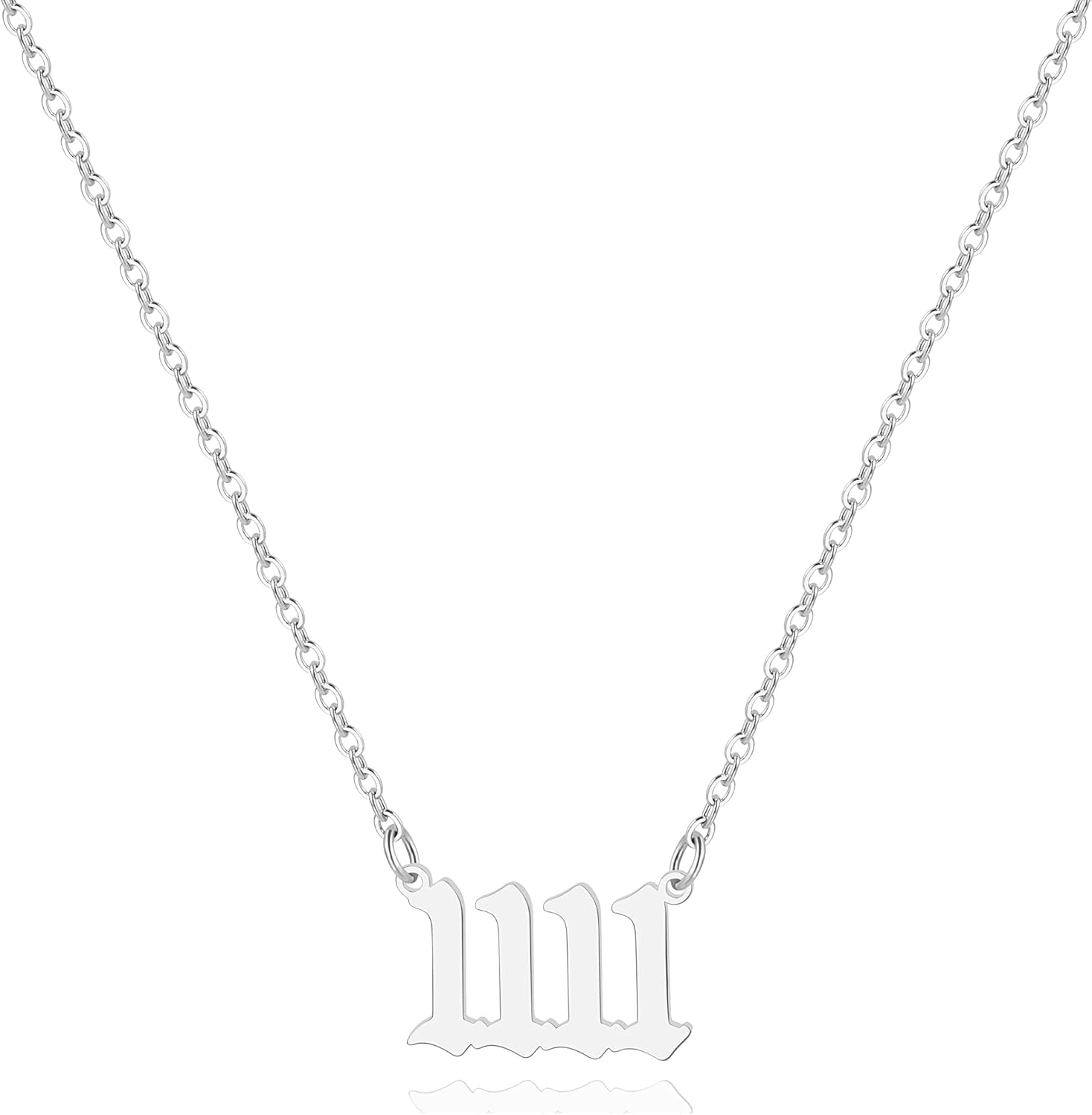 Angel Number Necklace for Women, 18K Gold Plated 000 111 222 333 444 555 666 777 888 999 Necklace Numerology Jewelry