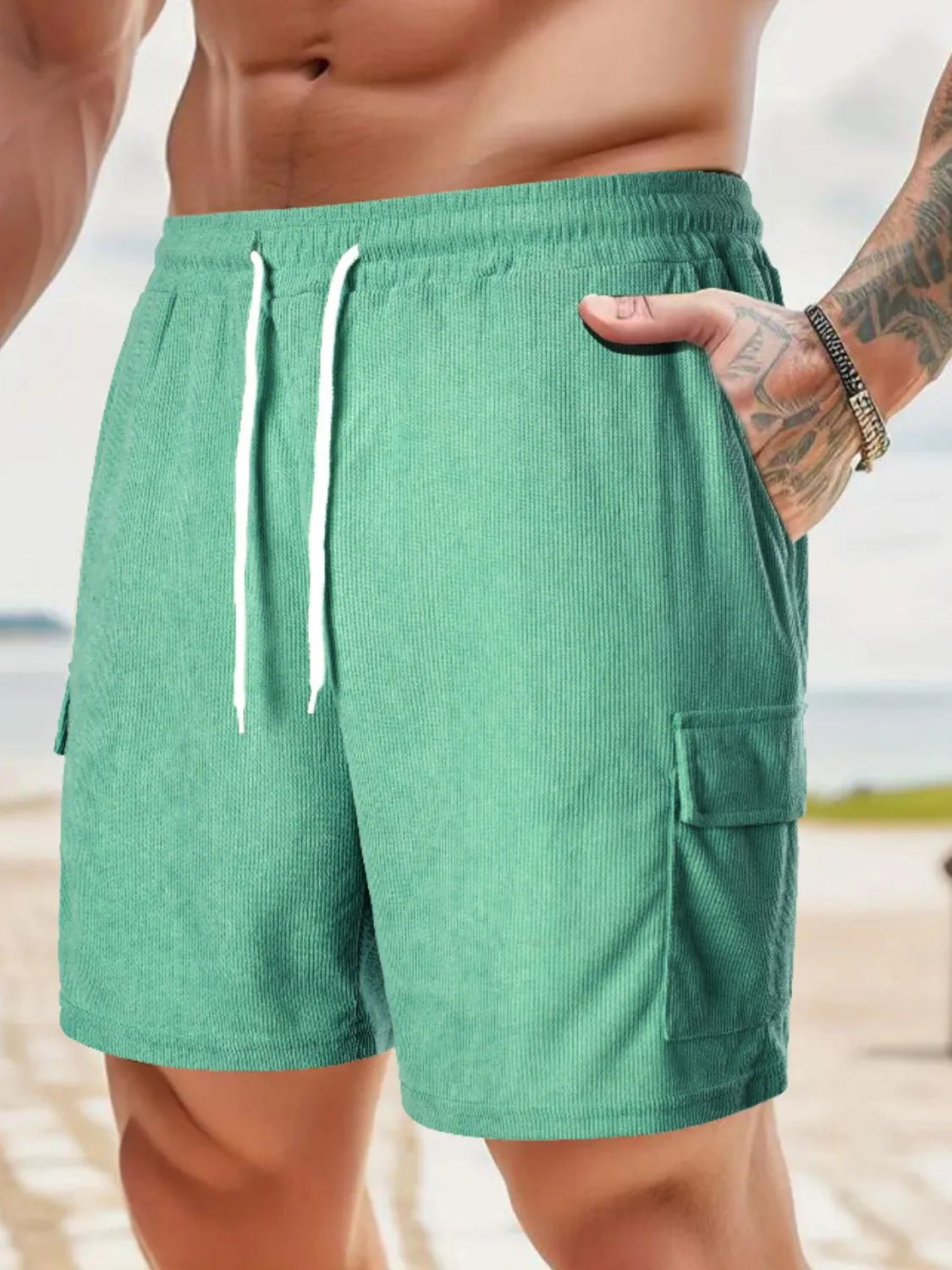 Men's Drawstring Shorts with Pockets.