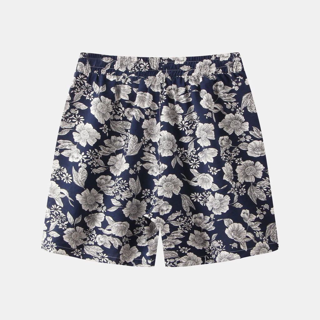 Floral Print Elastic Waist Casual Shorts for men.