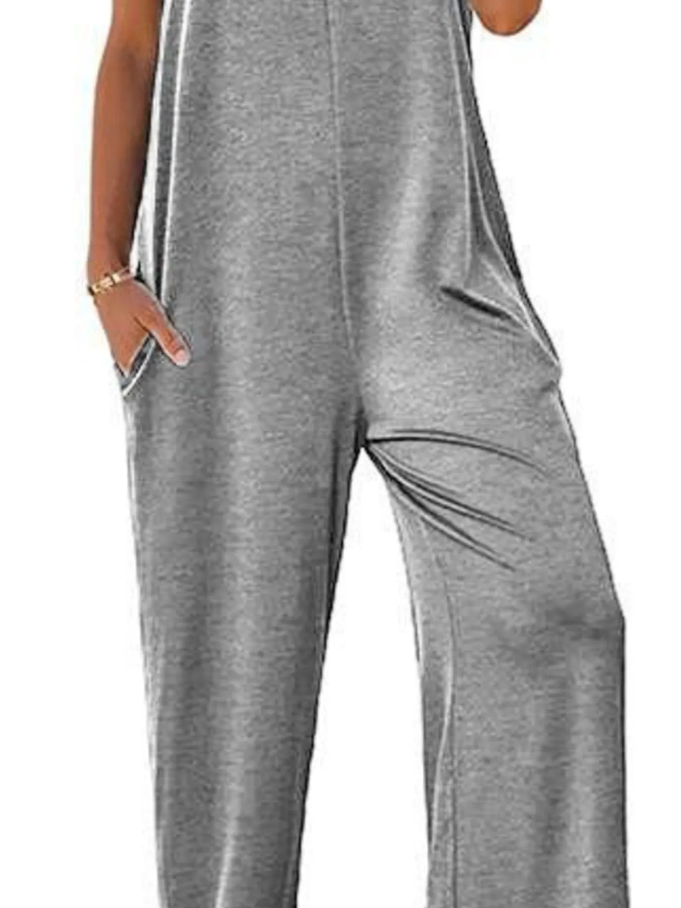 Sleeveless Wide Leg Casual Jumpsuit.