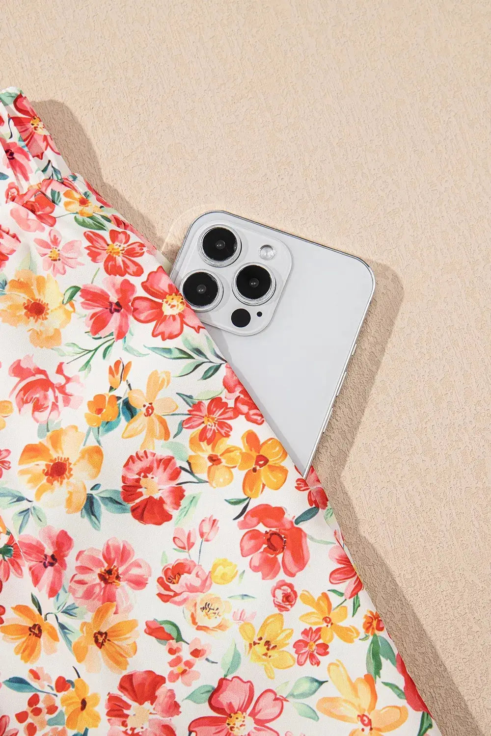 Boho Floral Bandeau Top and High Waist Wide Leg Pants Set.