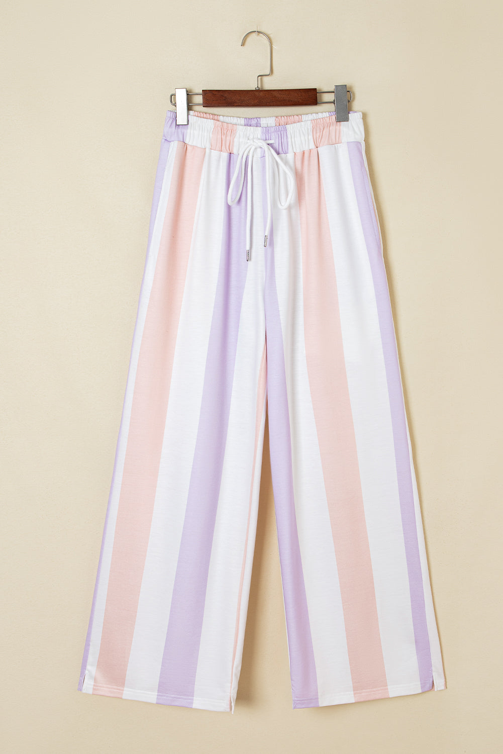 Purple Stripe Multicolored Print Drawstring Loose Pants with Side Pockets Dear-Lover Dropshipping