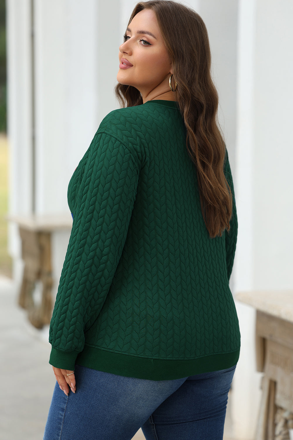 Blackish Green Merry And Bright Cable Knit Pullover Sweatshirt Dear-Lover Dropshipping