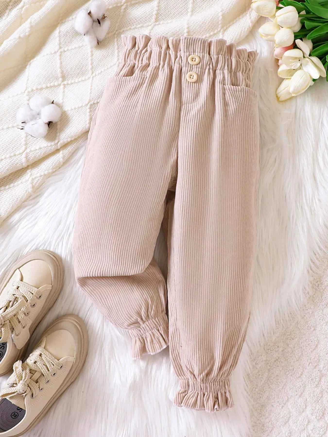Children's Ruffled Hem Corduroy Pants