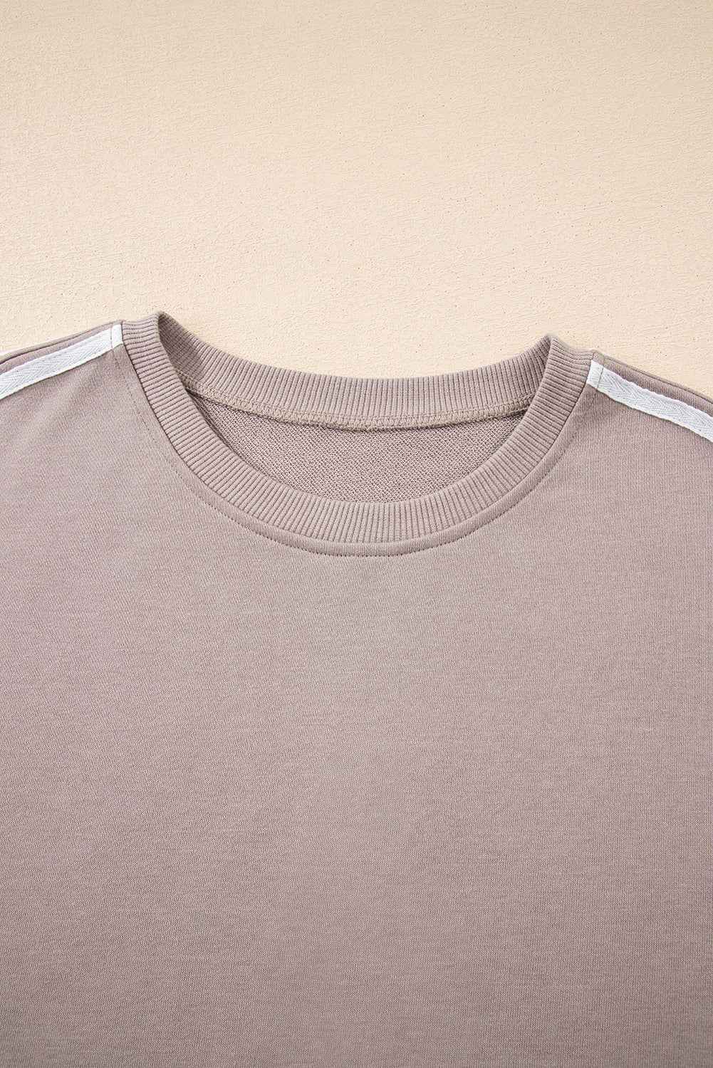 Gray Morn Varsity Striped Detail Crewneck Pullover Elastic Sweatpants 2pcs Outfit