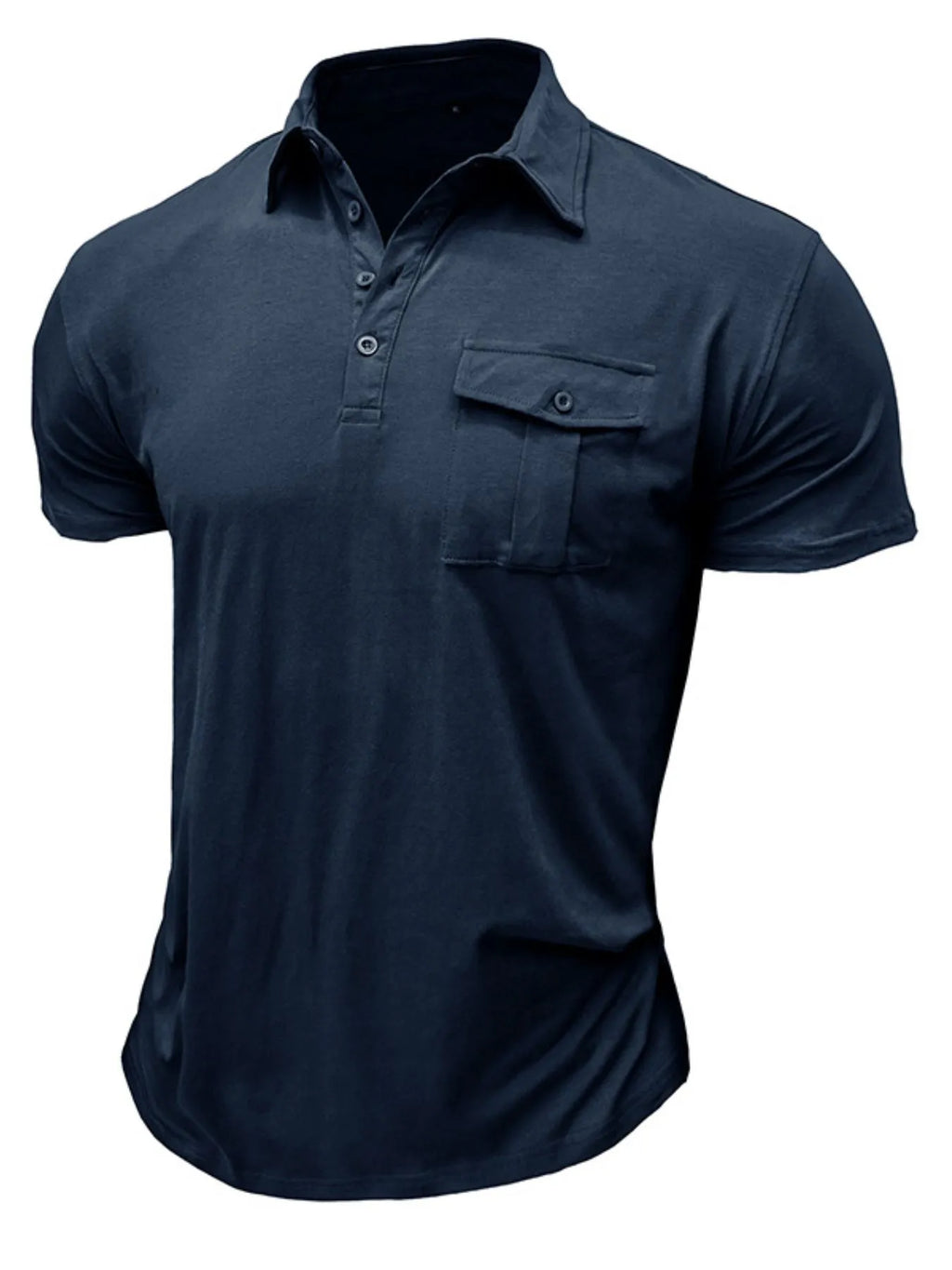Men's Classic Pocket Polo Shirt with Stand Collar.