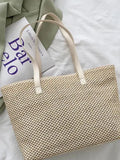 Solid Color Woven Tote Bag.