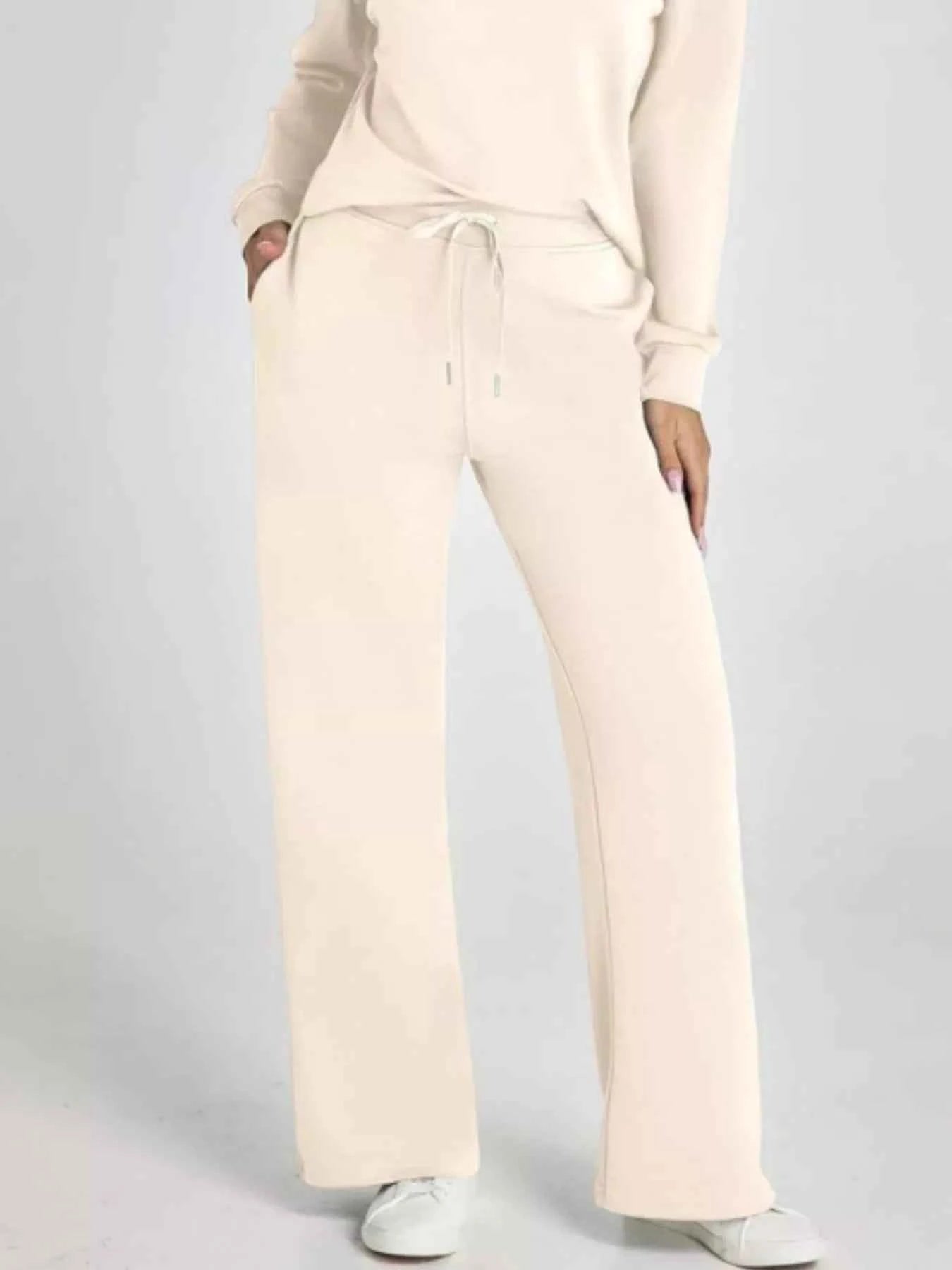 Full Size Johnny Collar Long Sleeve Top and Pants Plus Size