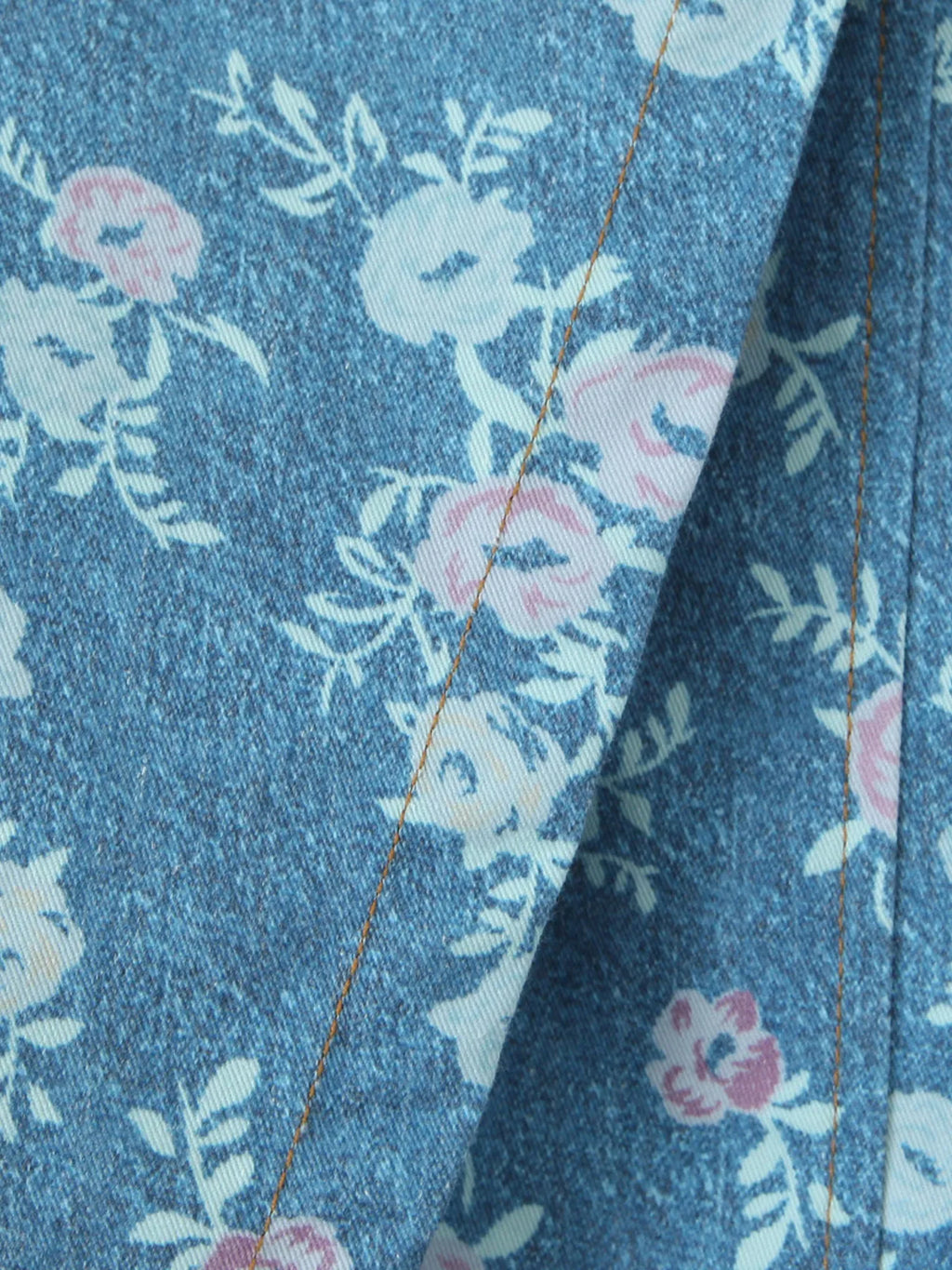 Floral Print Strapless Top and Skort Denim Set.