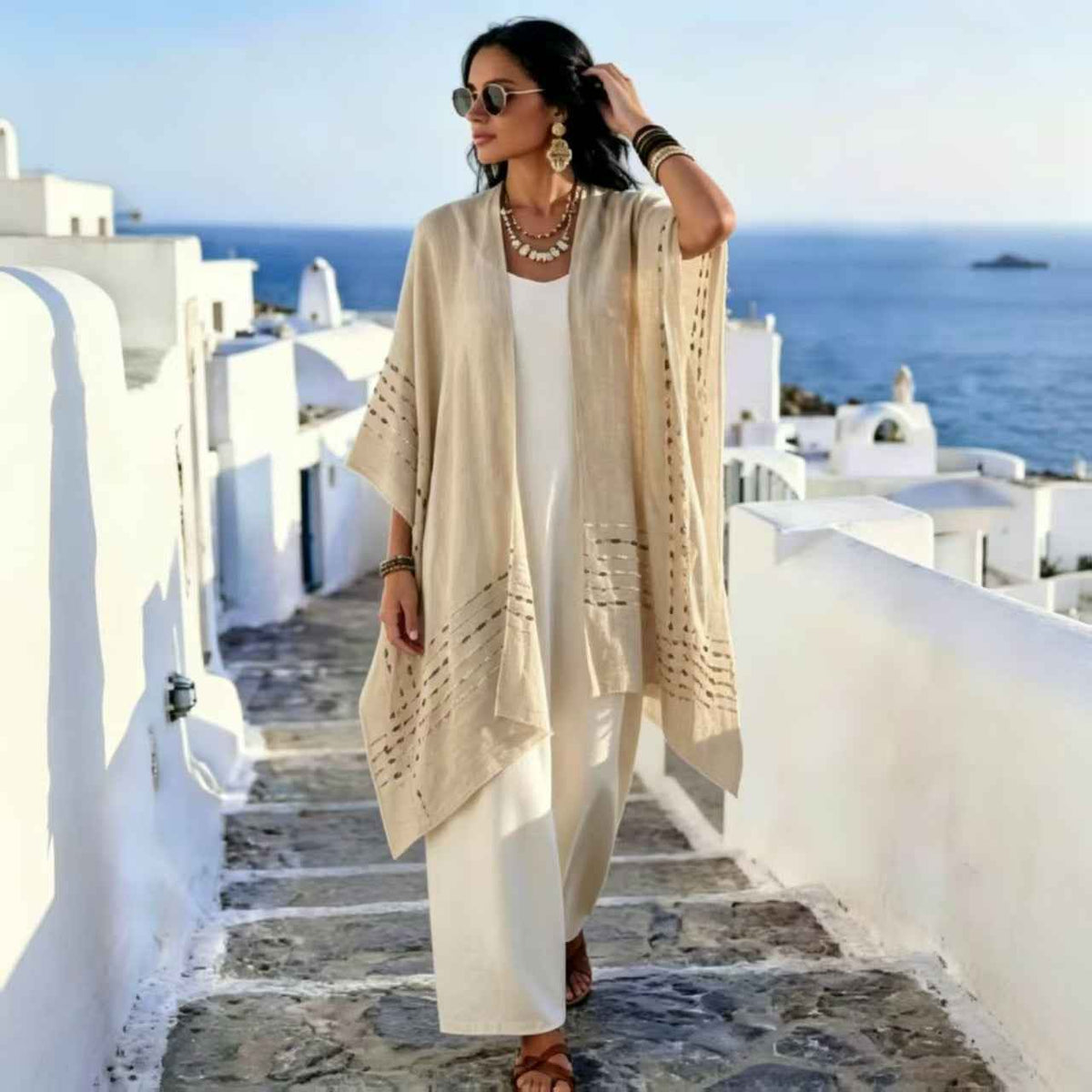 Women's Sun-Protective Knitted Cape Cardigan