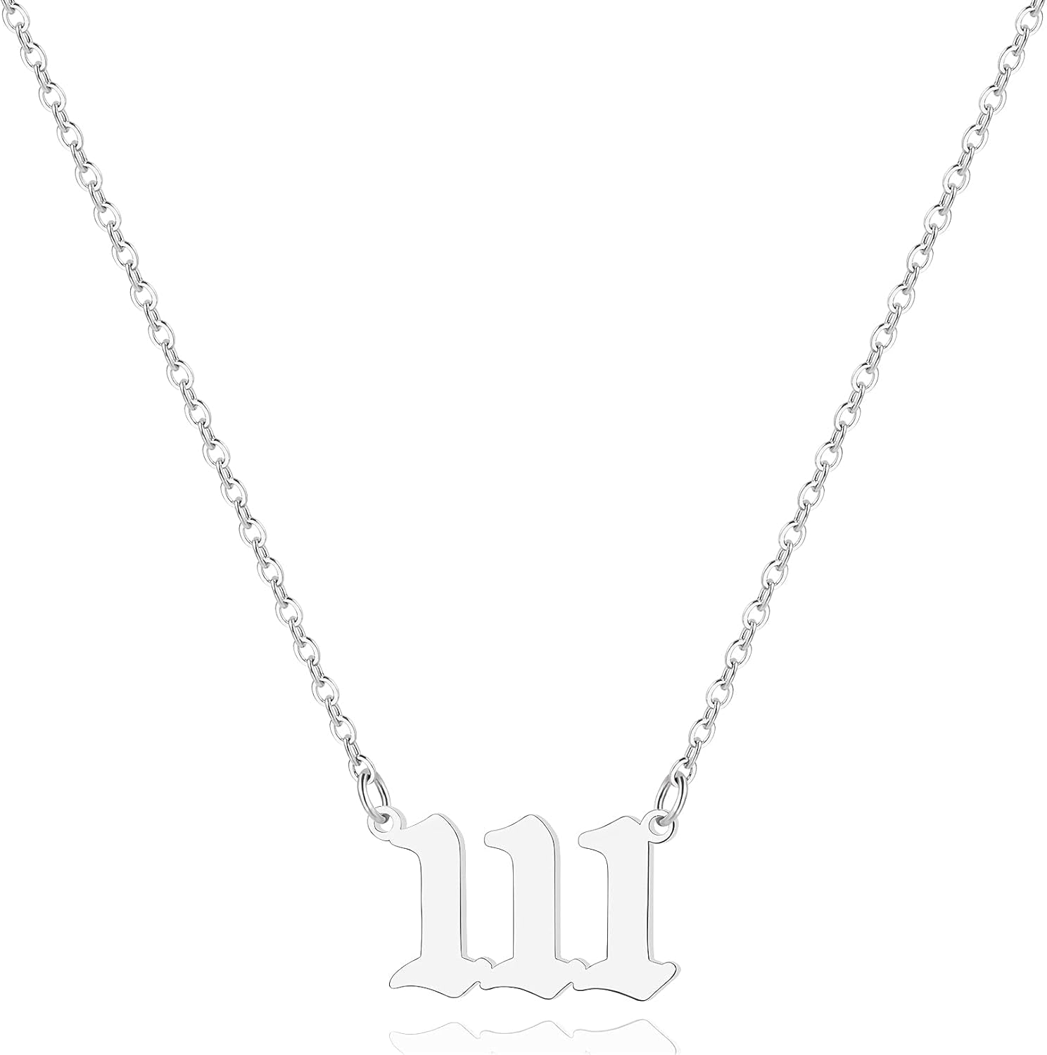 Angel Number Necklace for Women, 18K Gold Plated 000 111 222 333 444 555 666 777 888 999 Necklace Numerology Jewelry