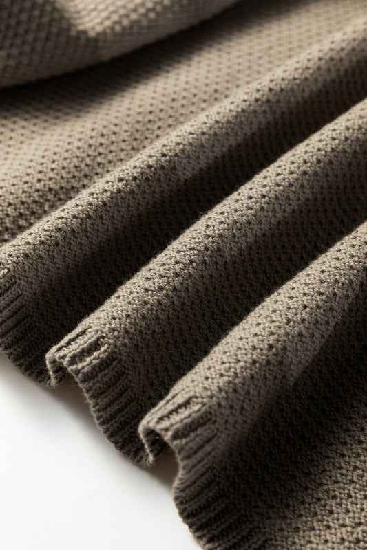 Solid Textured Knit Open-Front Sweater Cardigan