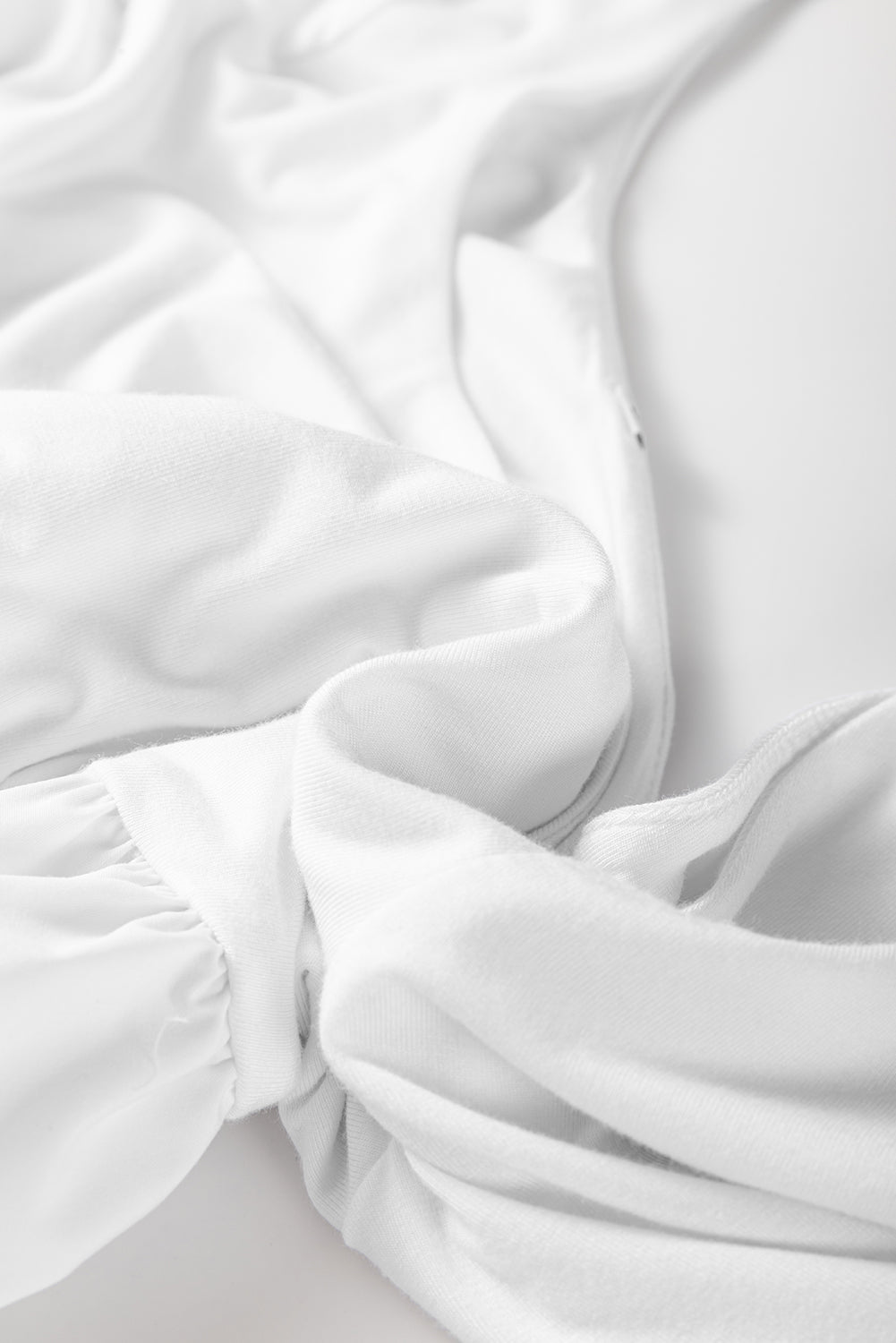 White U Neck Long Sleeve Bubble Hem Top Dear-Lover Dropshipping