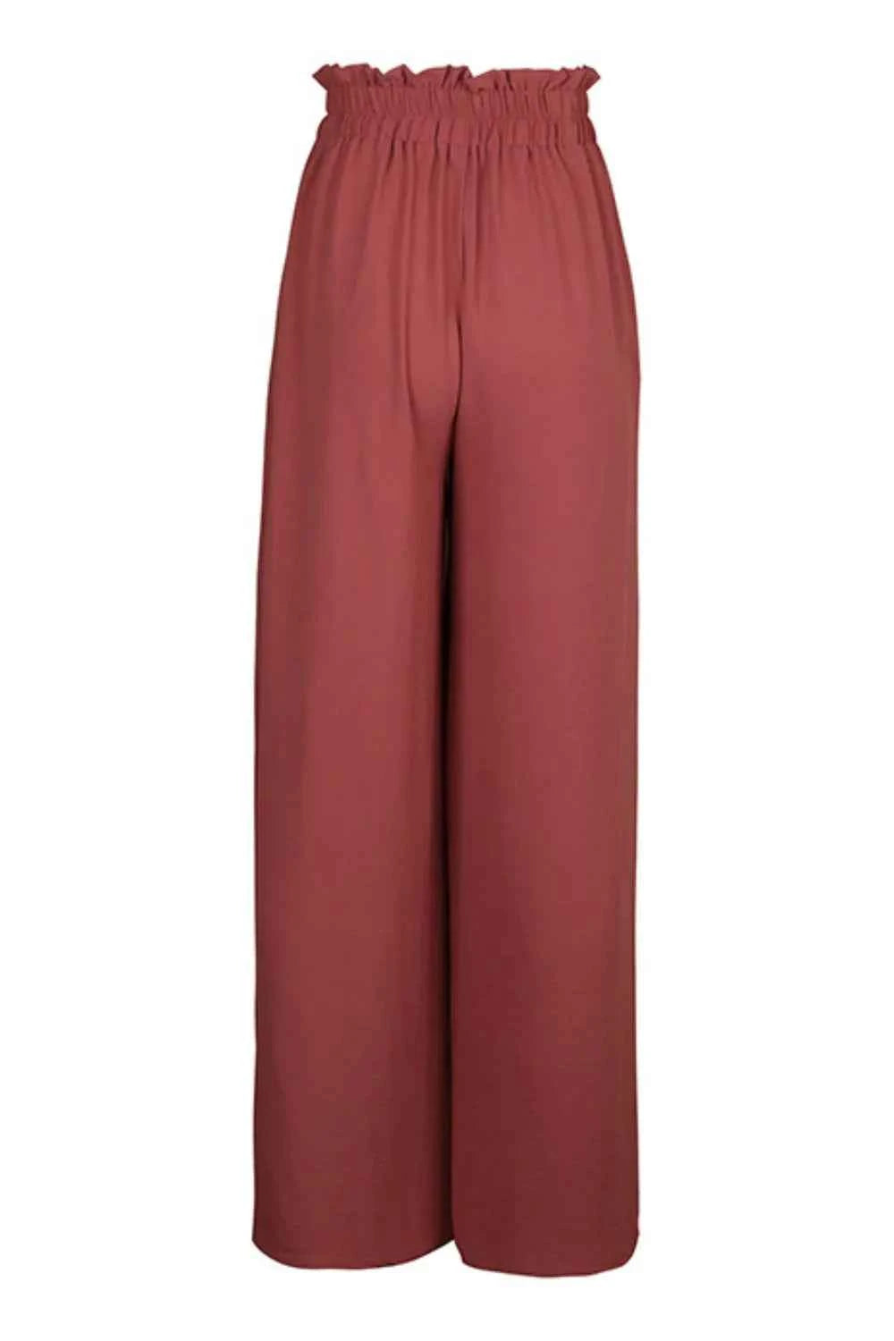 Perfee Frill Tied Wide Leg Pants.