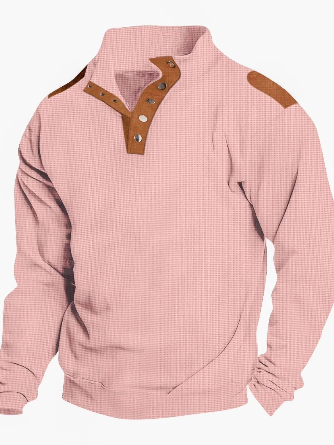 Men's Full Size Quarter Snap Long Sleeve Top Plus Size.