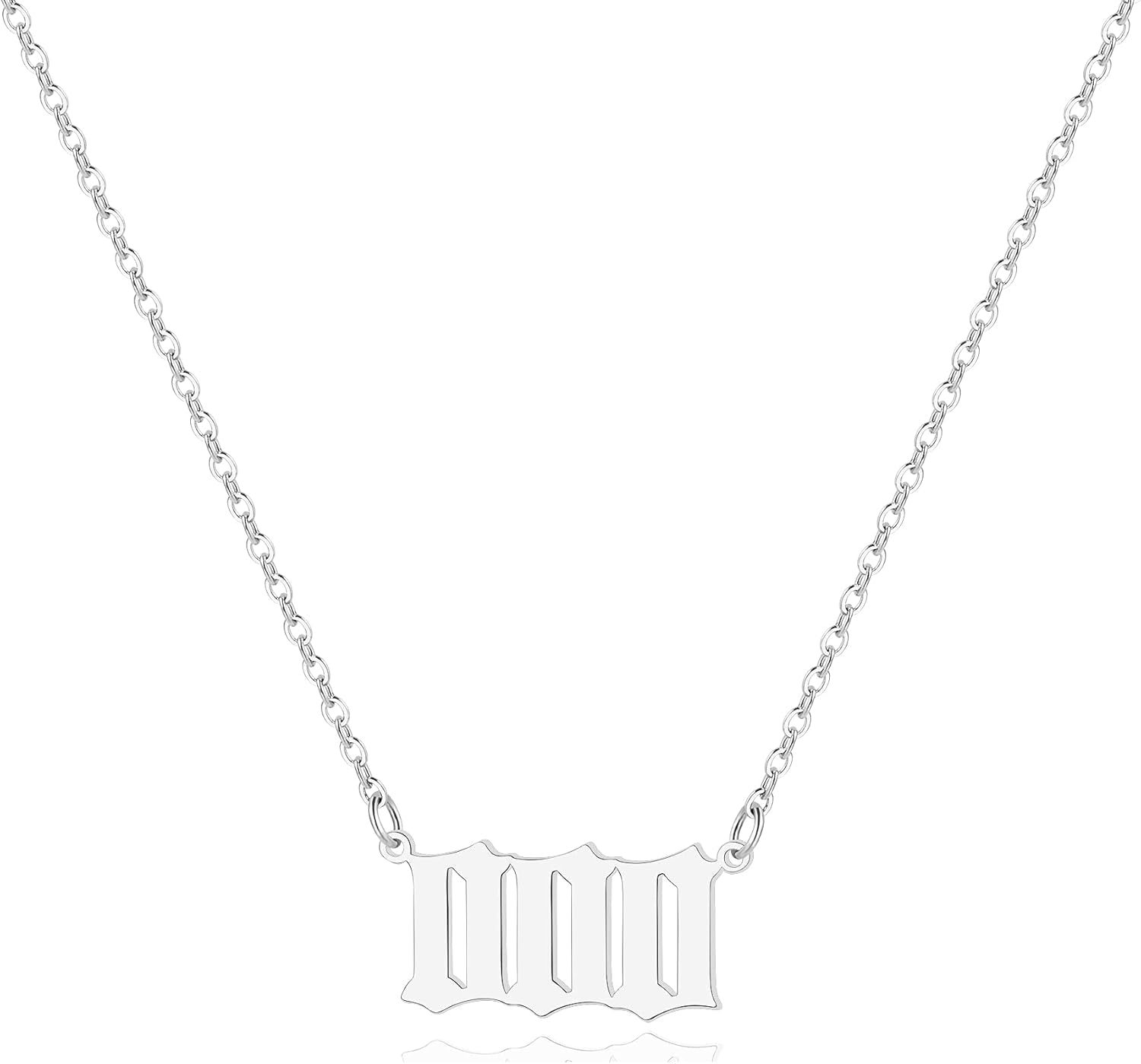 Angel Number Necklace for Women, 18K Gold Plated 000 111 222 333 444 555 666 777 888 999 Necklace Numerology Jewelry