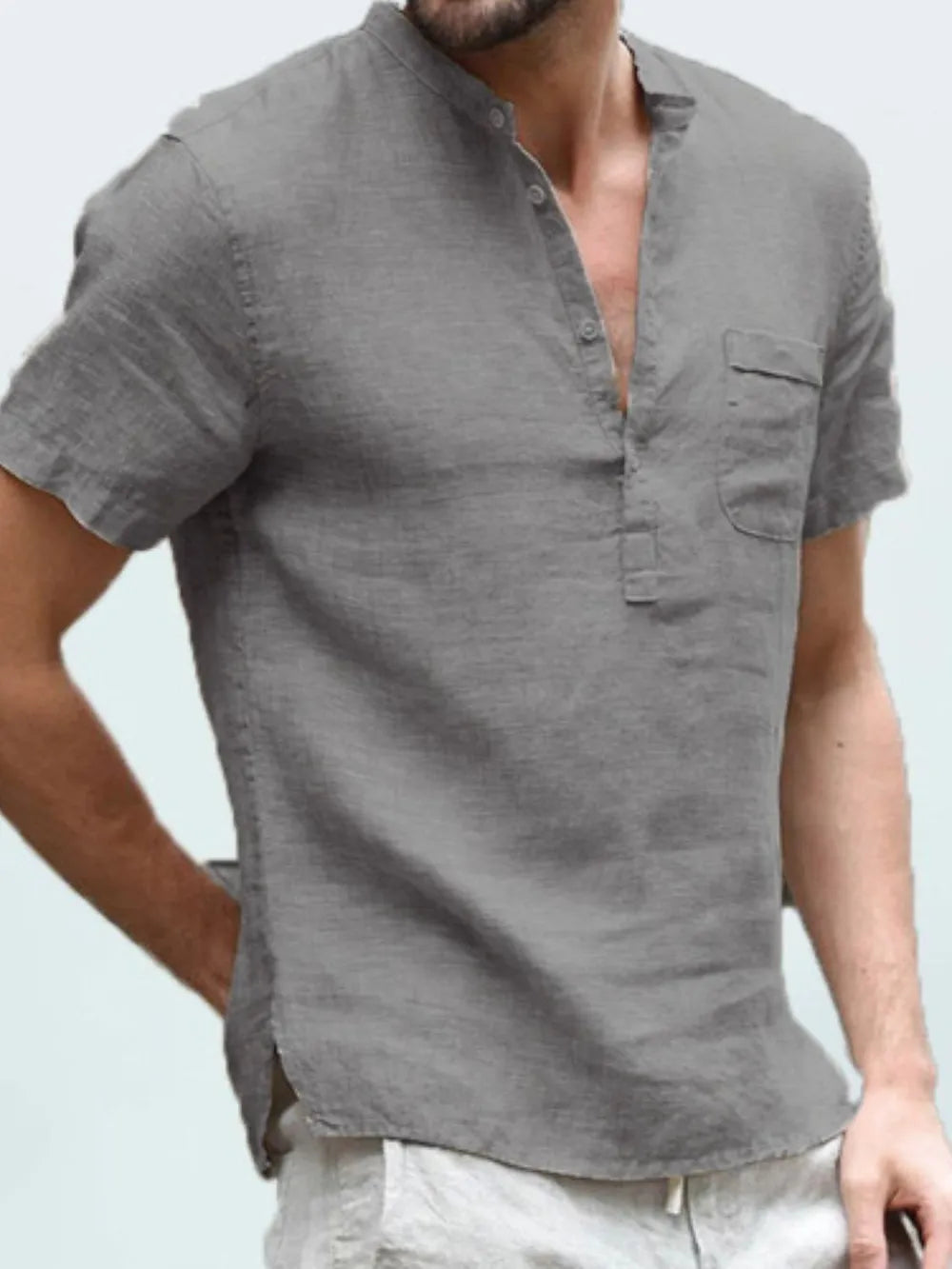 Men's Full Size Half Button Short Sleeve Polo Plus Size.