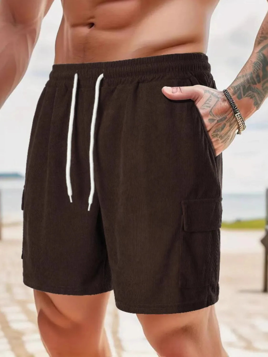 Men's Drawstring Shorts with Pockets.