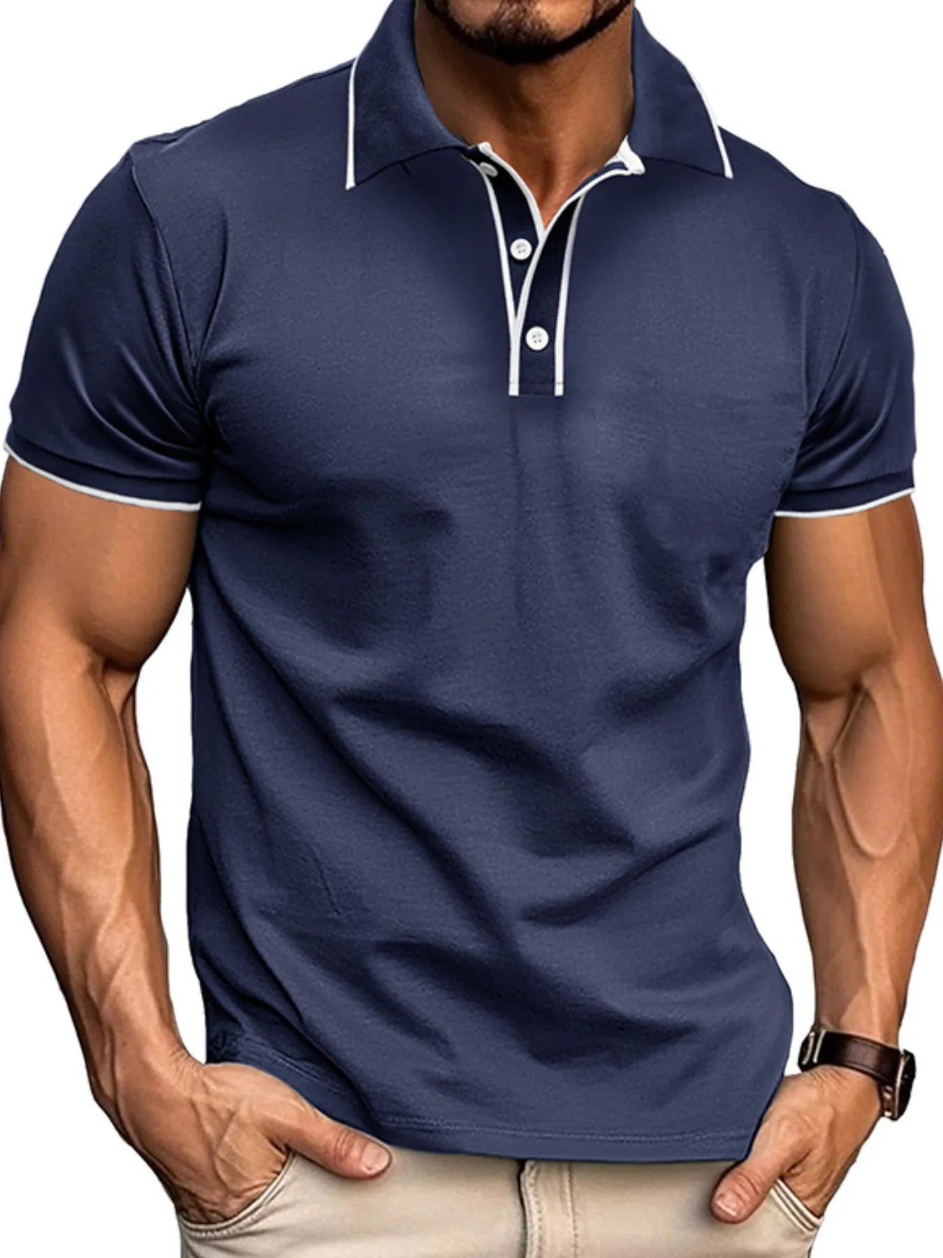 Men's Slim Fit Polo Shirt with Contrast Trim.