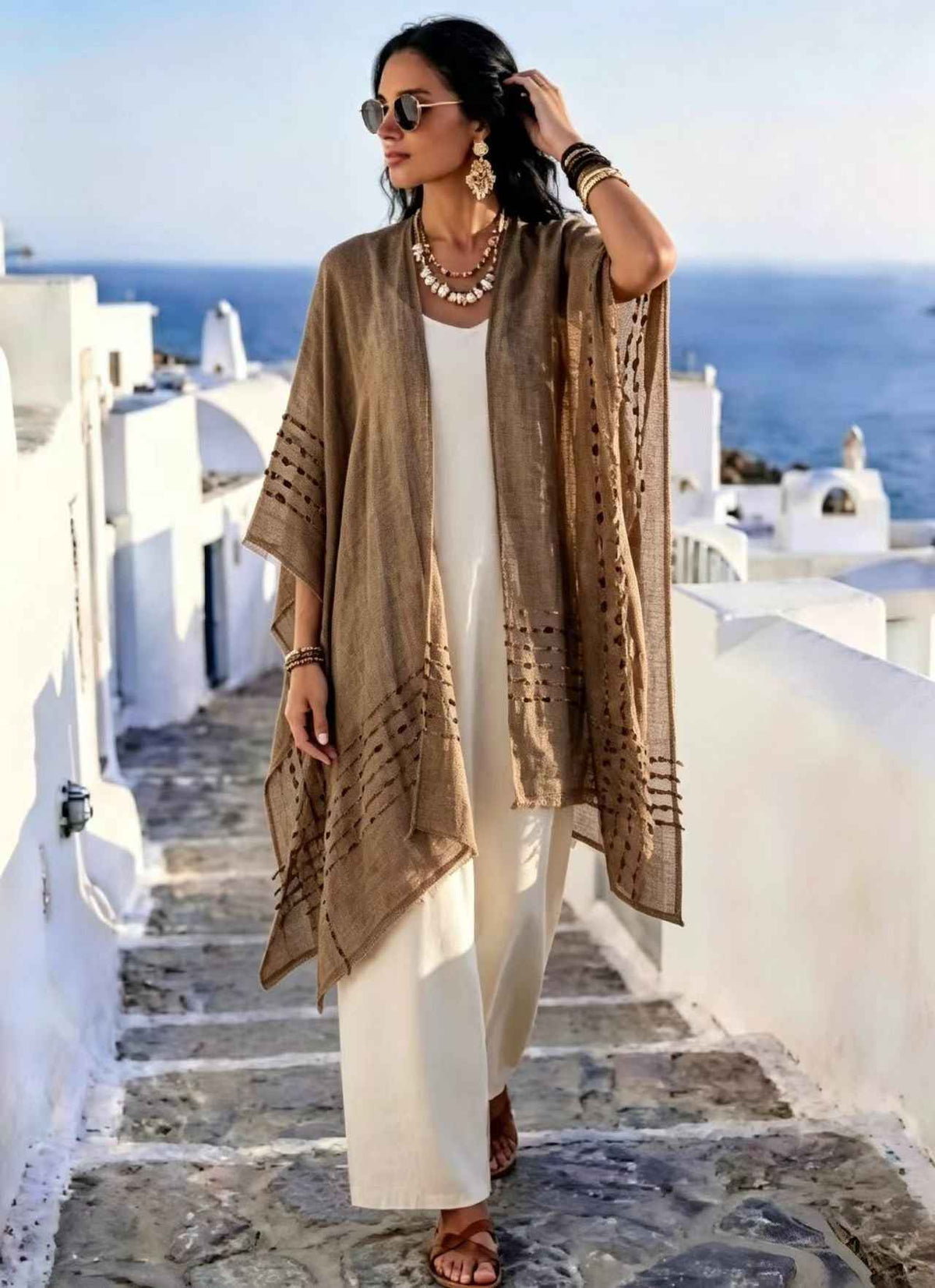 Women's Sun-Protective Knitted Cape Cardigan