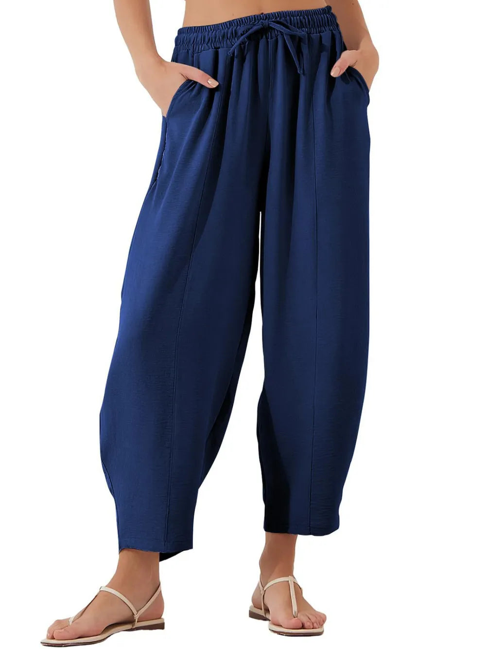 Full Size Drawstring Cropped Jogger Pants Plus Size.